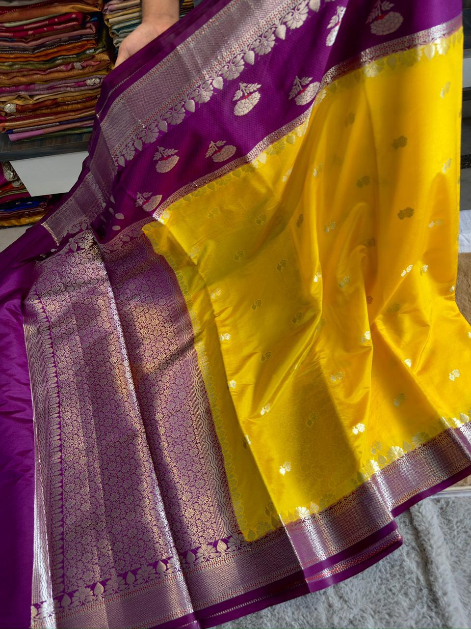 Banarasi Handloom Raho mango Silk Sarees
