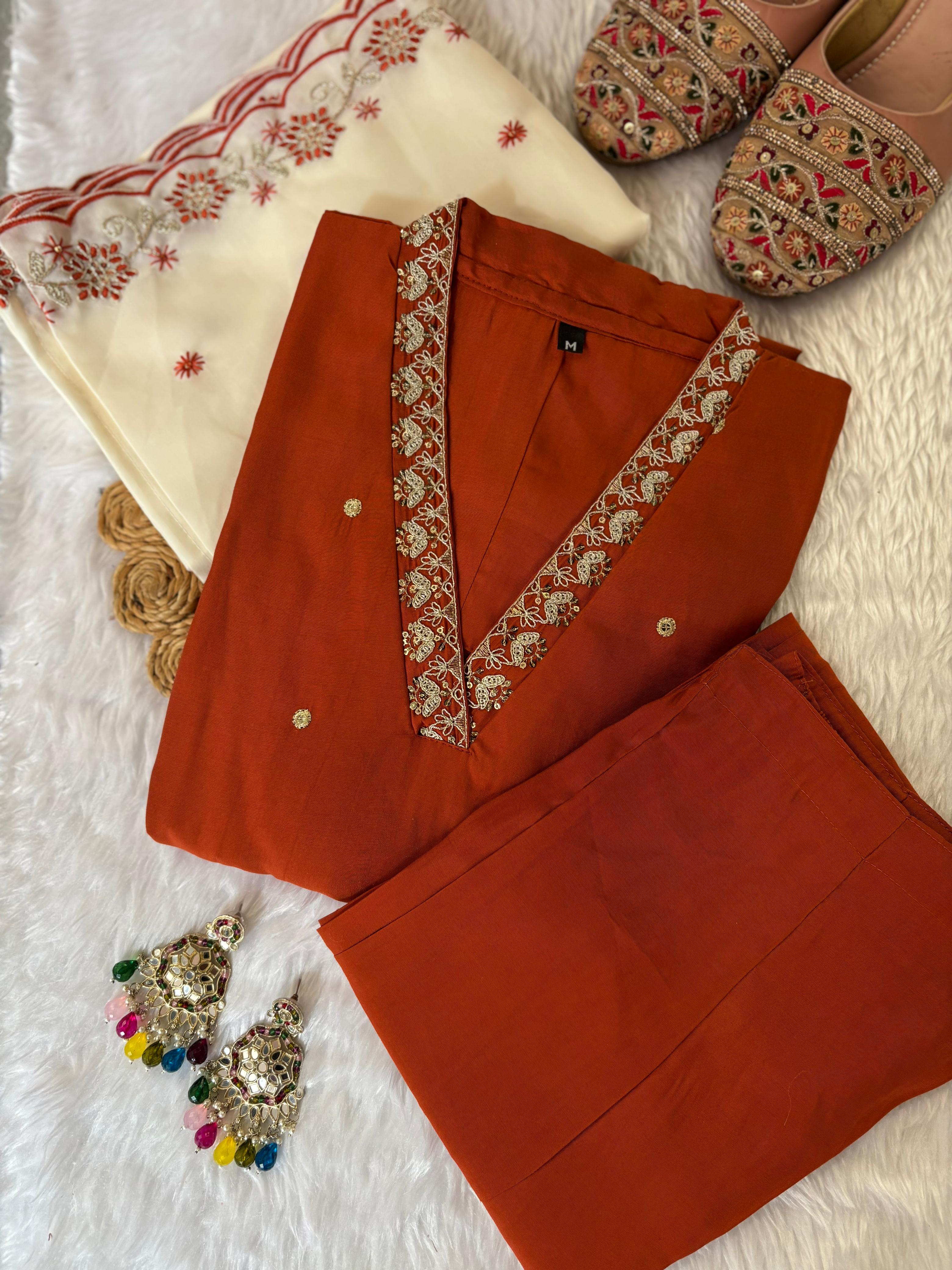 Partywear 3 piece kurti set