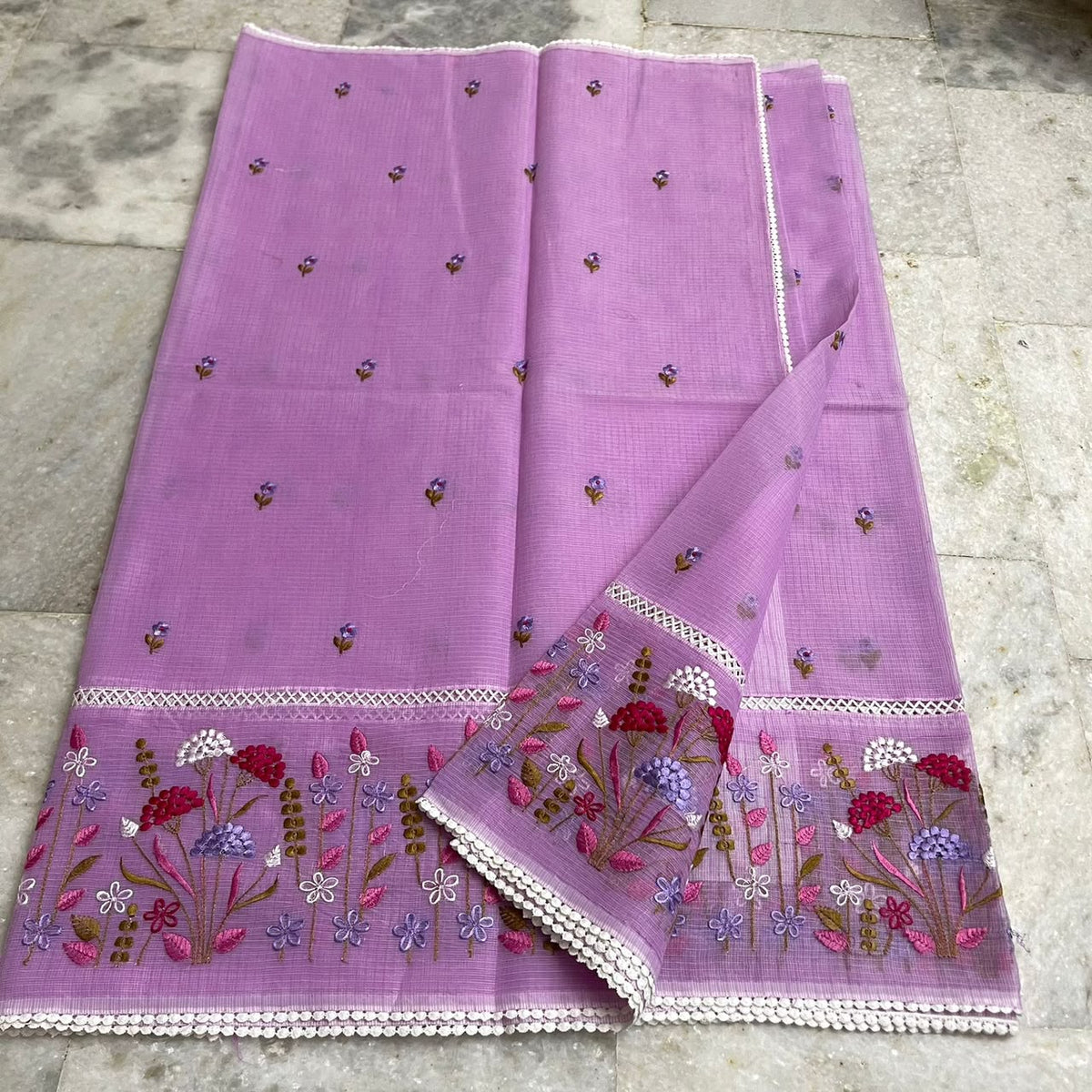 Kota soft cotton with crochet lace work
