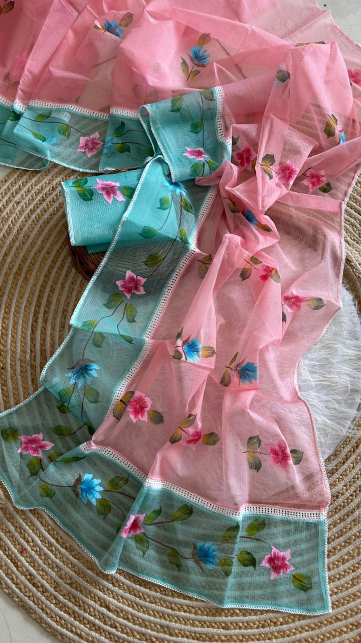 Pure kota hand-painted sarees