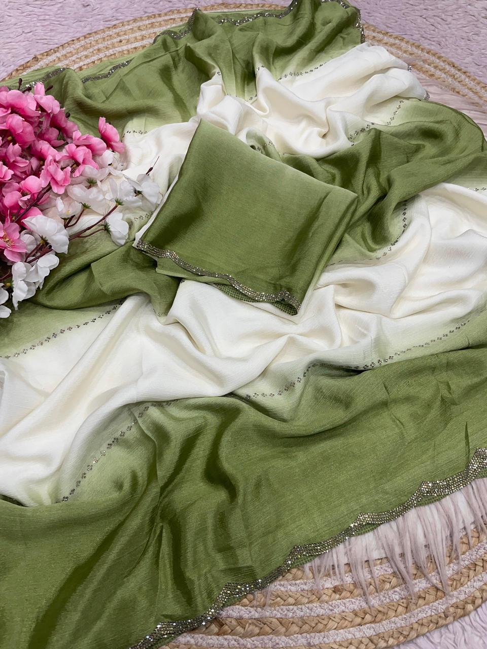 Celebrity Fandy Satin Work Saree