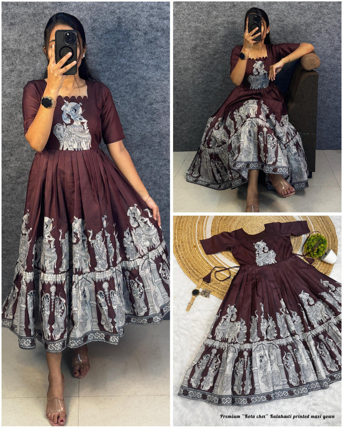 Exclusive Kalamkari khalahasti Kota Maxi Upto 3XL