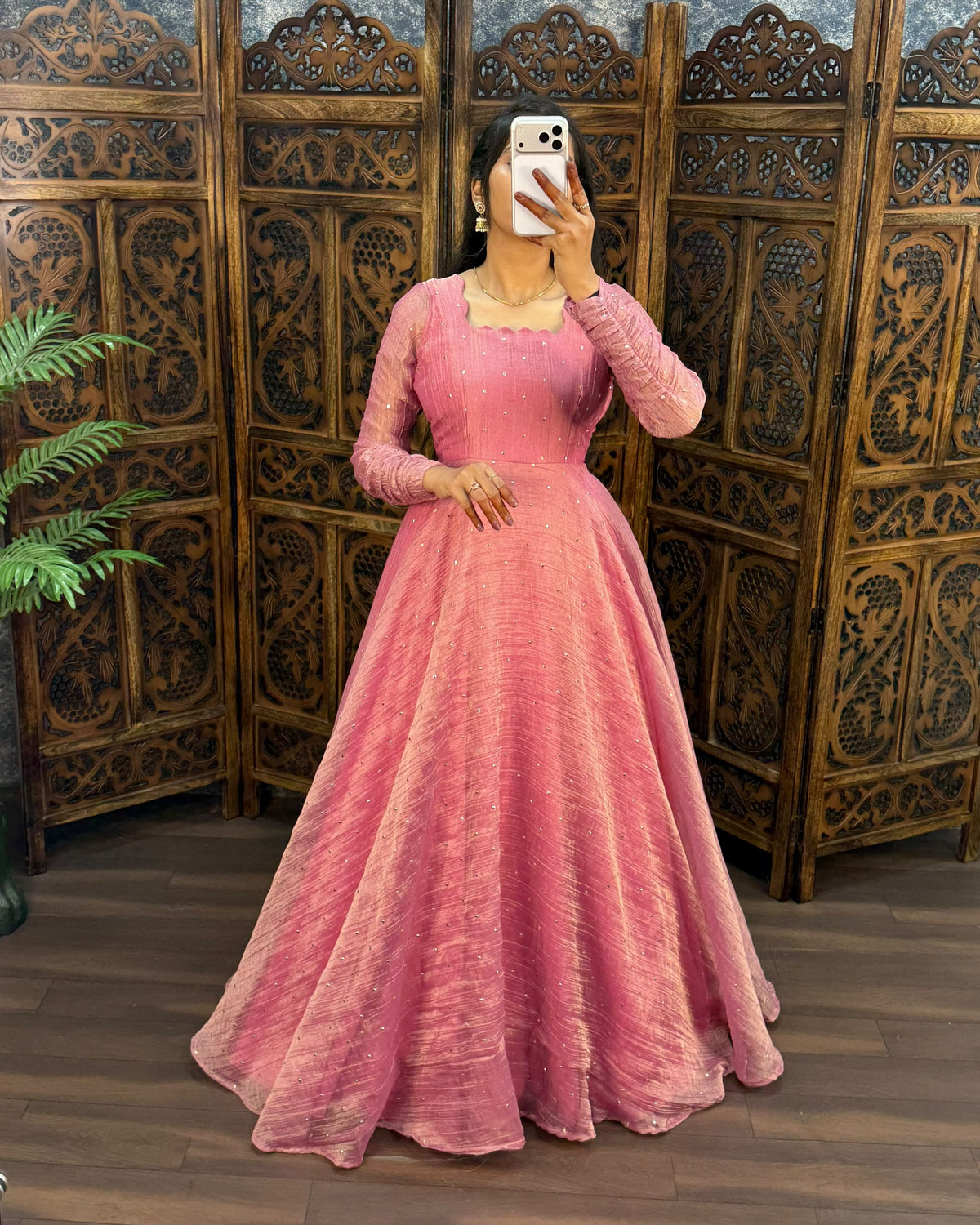 Premium South Salsa Silk Gown with Dupatta