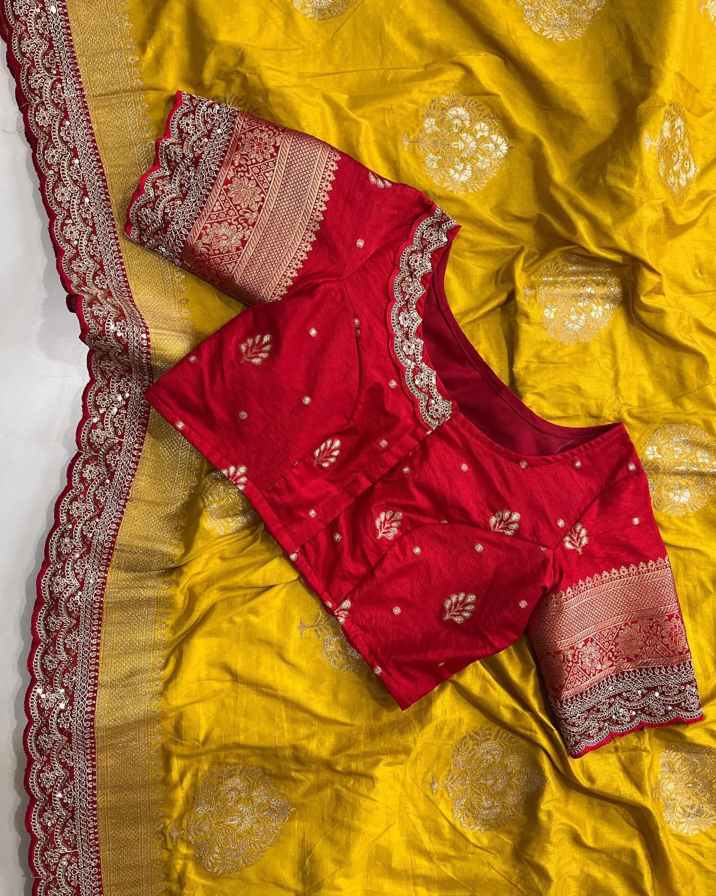 Premium Dola Silk Sarees with Readymade Stitched Blouse (38)