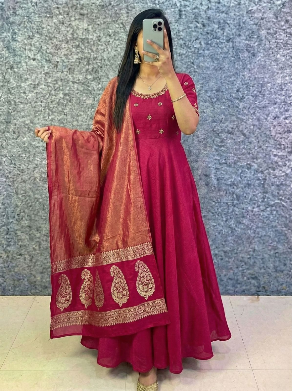Trending Big Boss Tanuja Style Maggam Work Gown