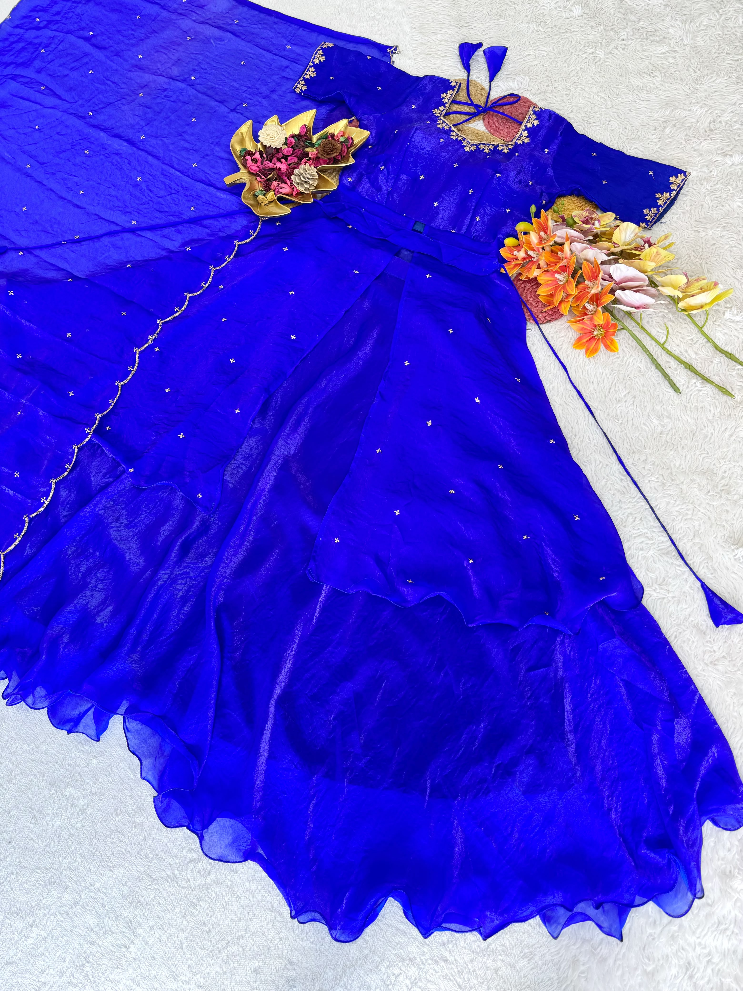 Beautiful Heavy Space Silk Lehenga Choli with Set Double Frill