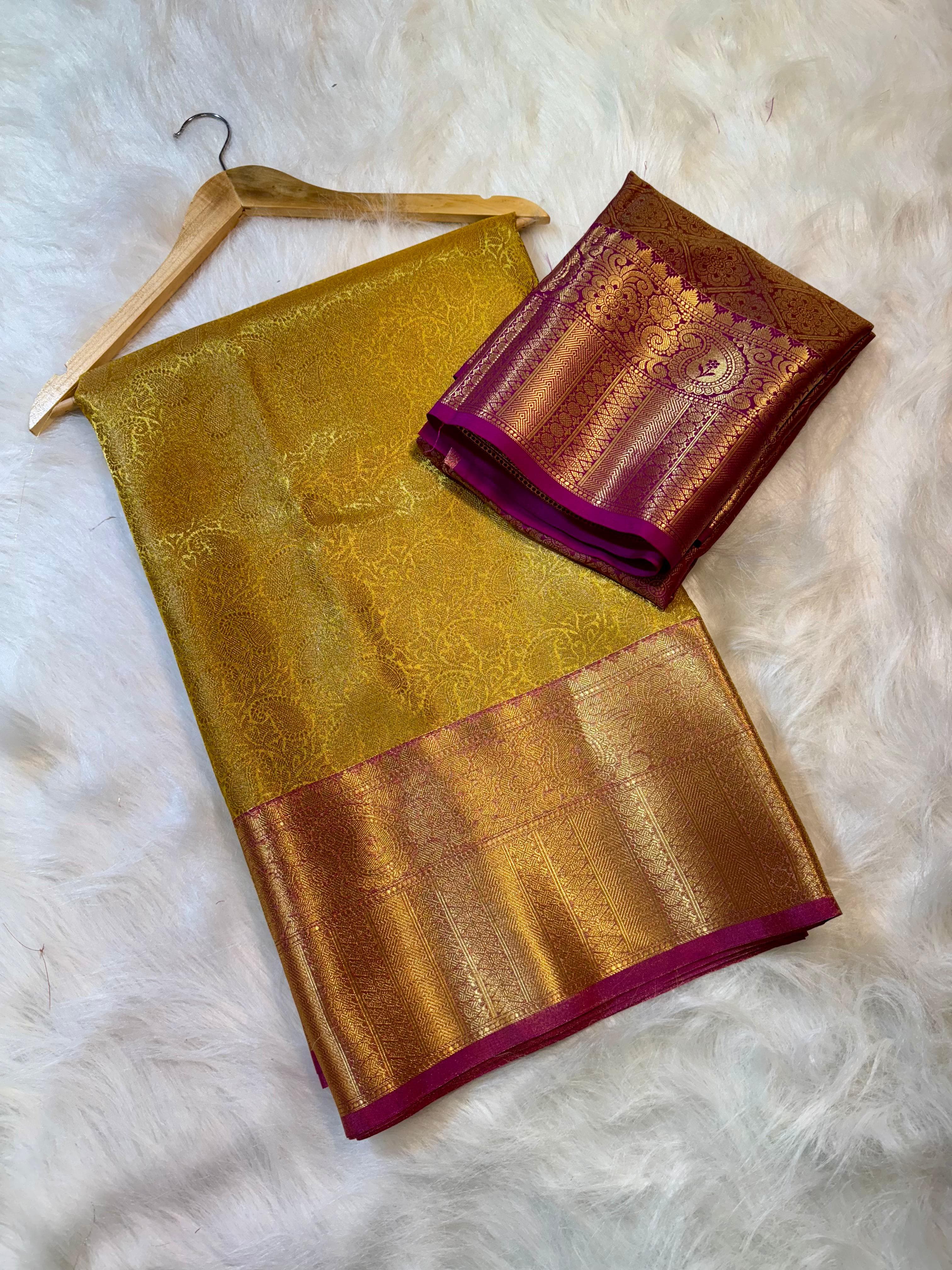 Gold Banarasi Tissue Silk Saree