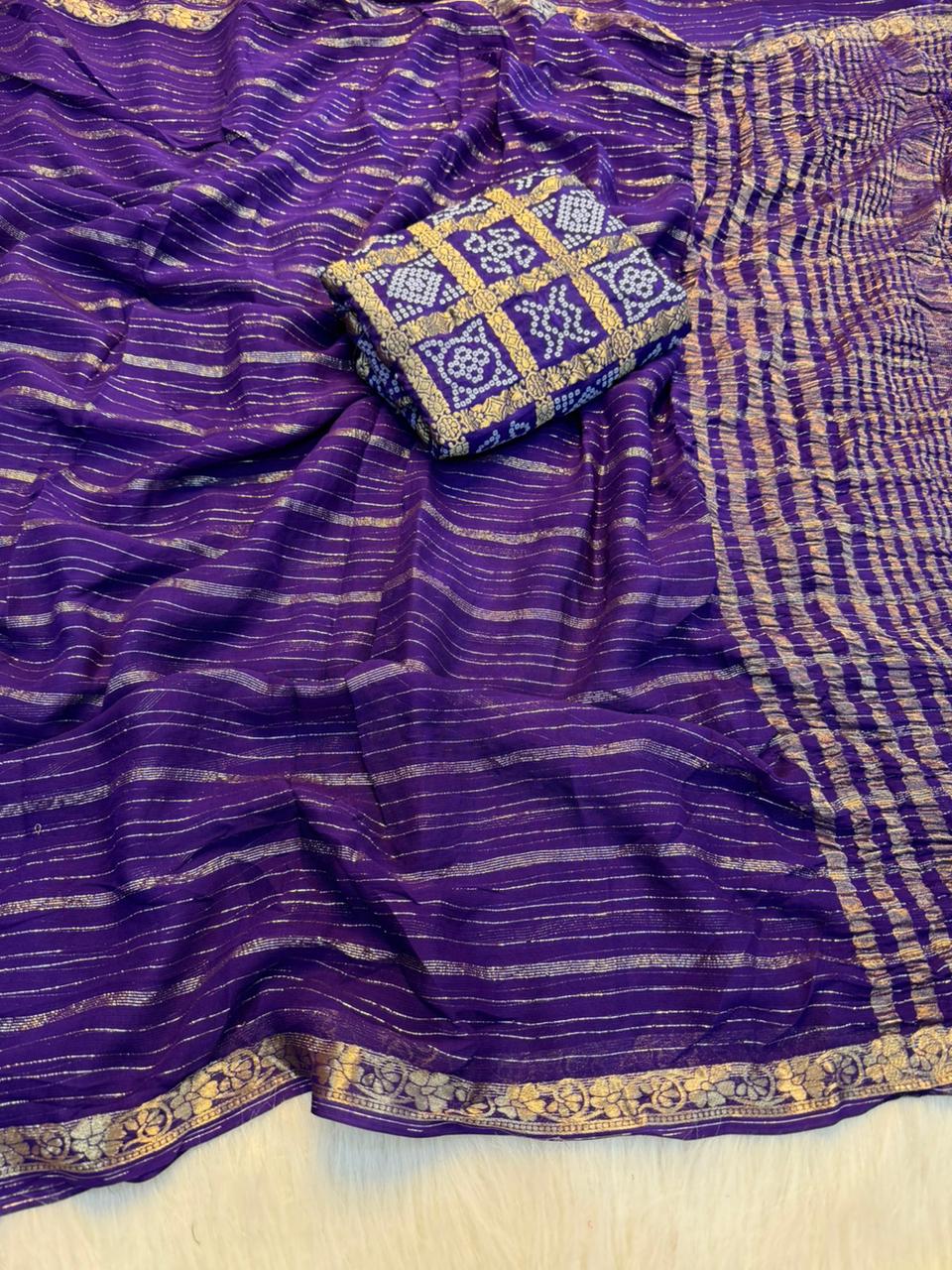 Pure Viscose Georgette with Bandini Blouse