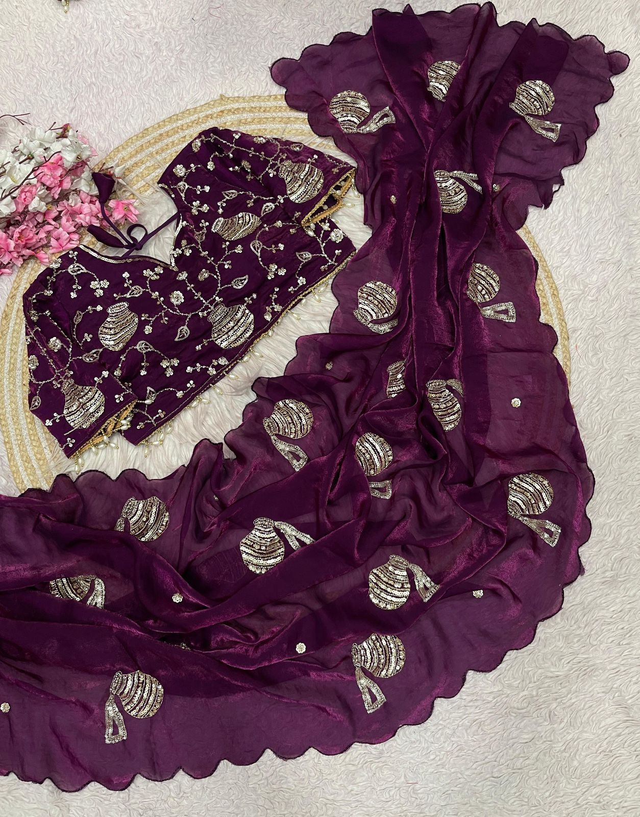 Pongal Special Fandy Silk Sarees with Stitched Blouse
