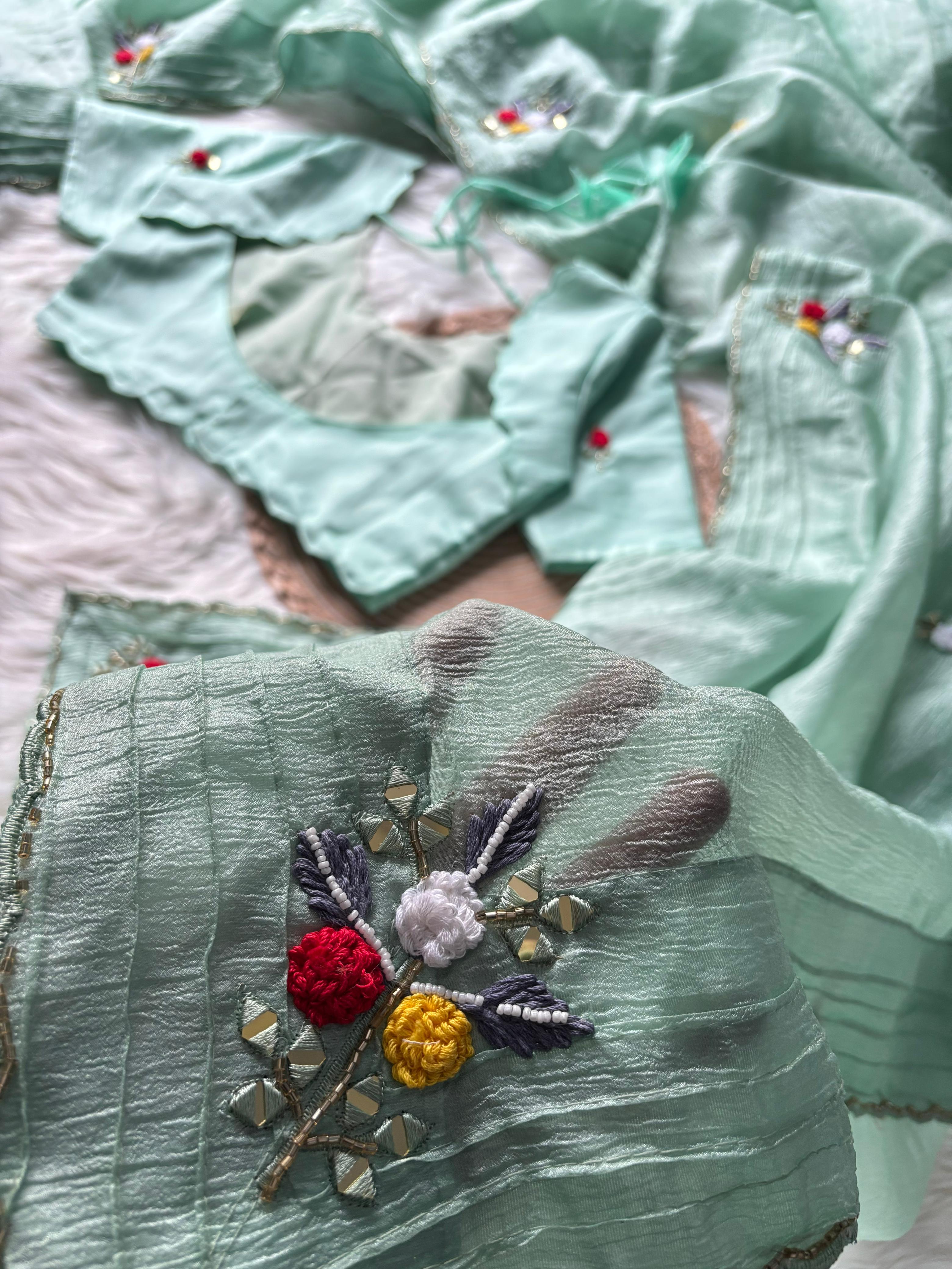 Premium Candy Crush Saree with Stitched Blouse free size 38