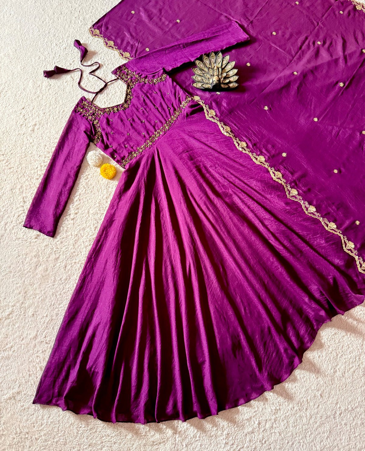 Designer Maggam Hand Work Gowns With Duppata
