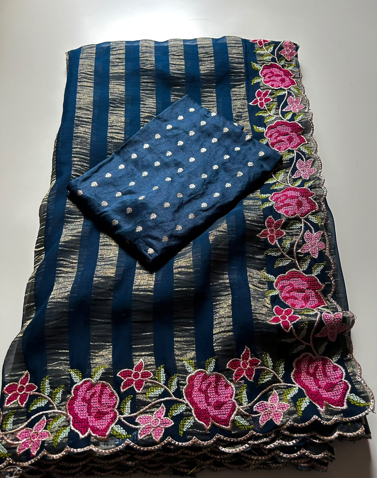 Pure Viscose Georgette stripes saree