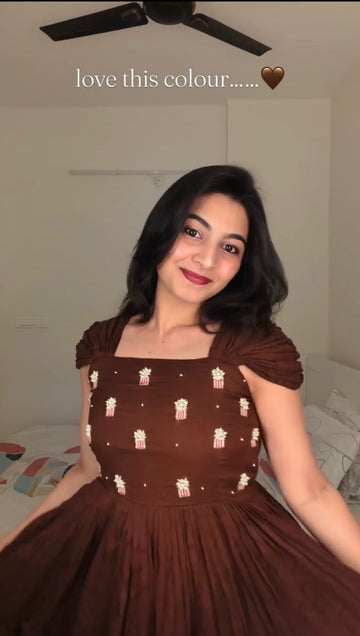 Mul Mul Cotton Gown with Maggam Work