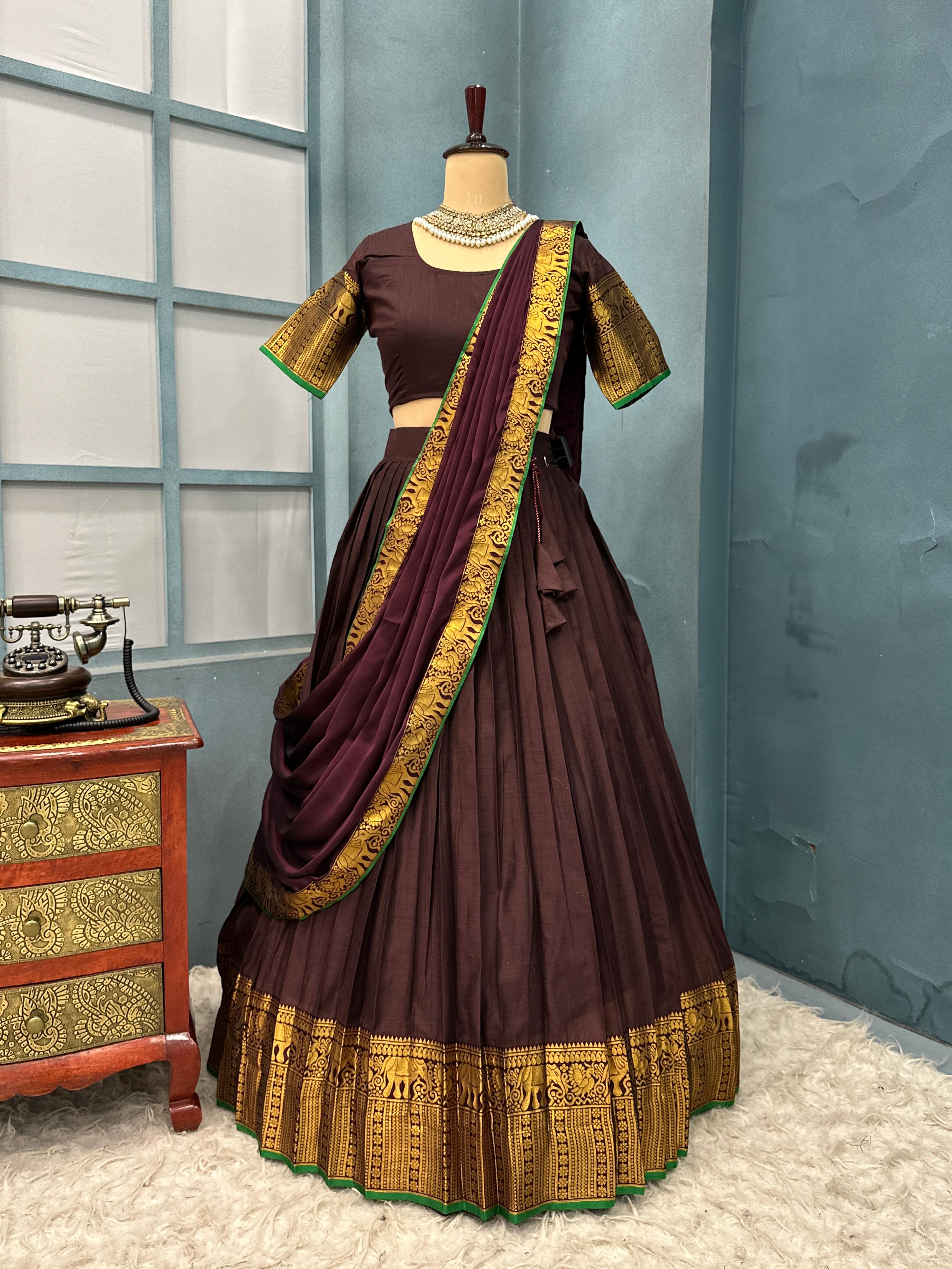 Premium Cotton Silk Fully Stitched Lehenga