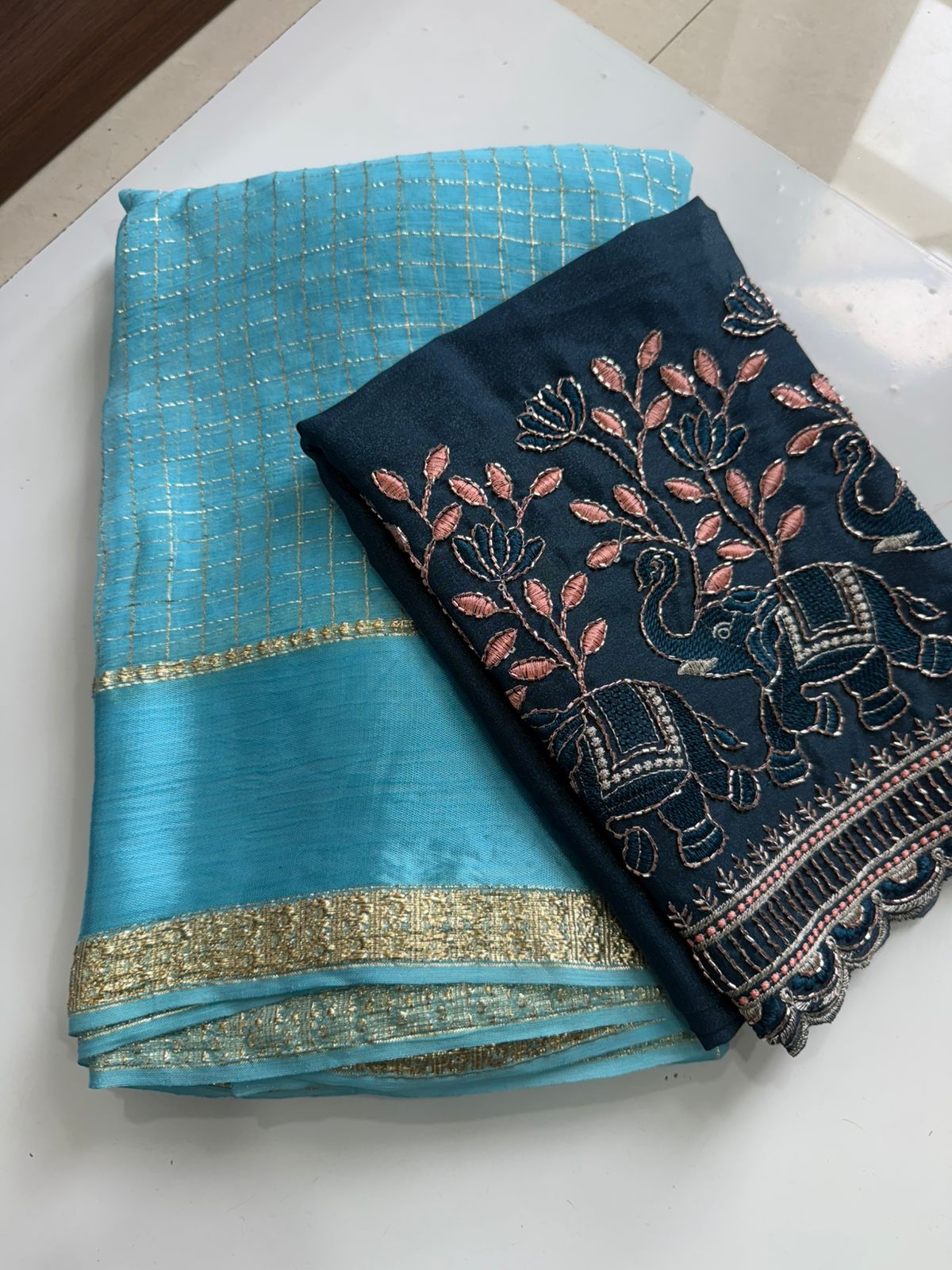 Viscose Georgette Sarees with Sequence Work Blouse