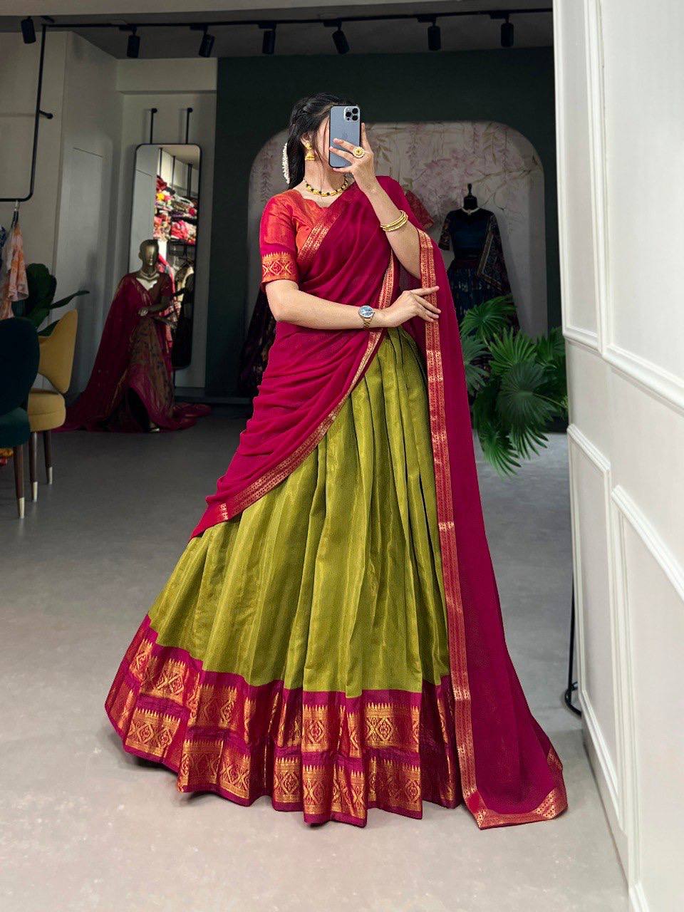 Stitched Lehenga with Unstitched Blouse