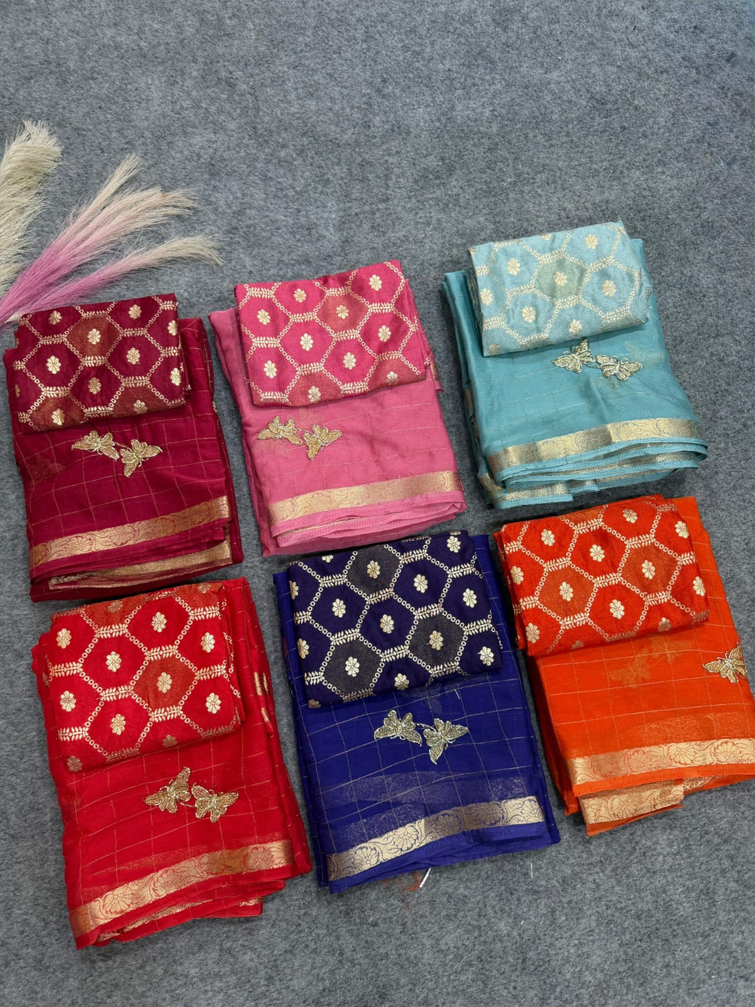 Pure Viscose Georgette Sarees with butterfly Beats Work