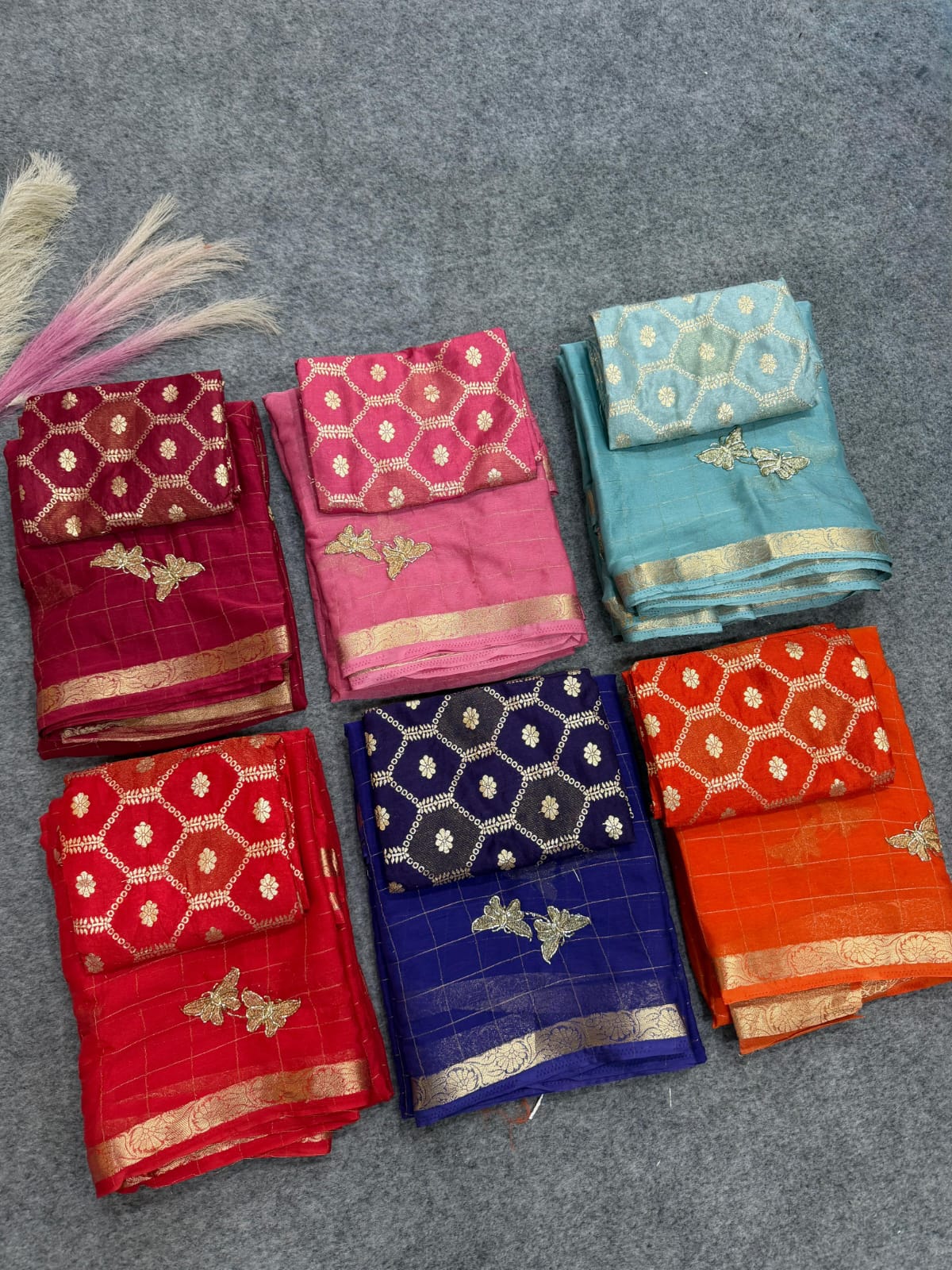 Pure Viscose Georgette Sarees with butterfly Beats Work