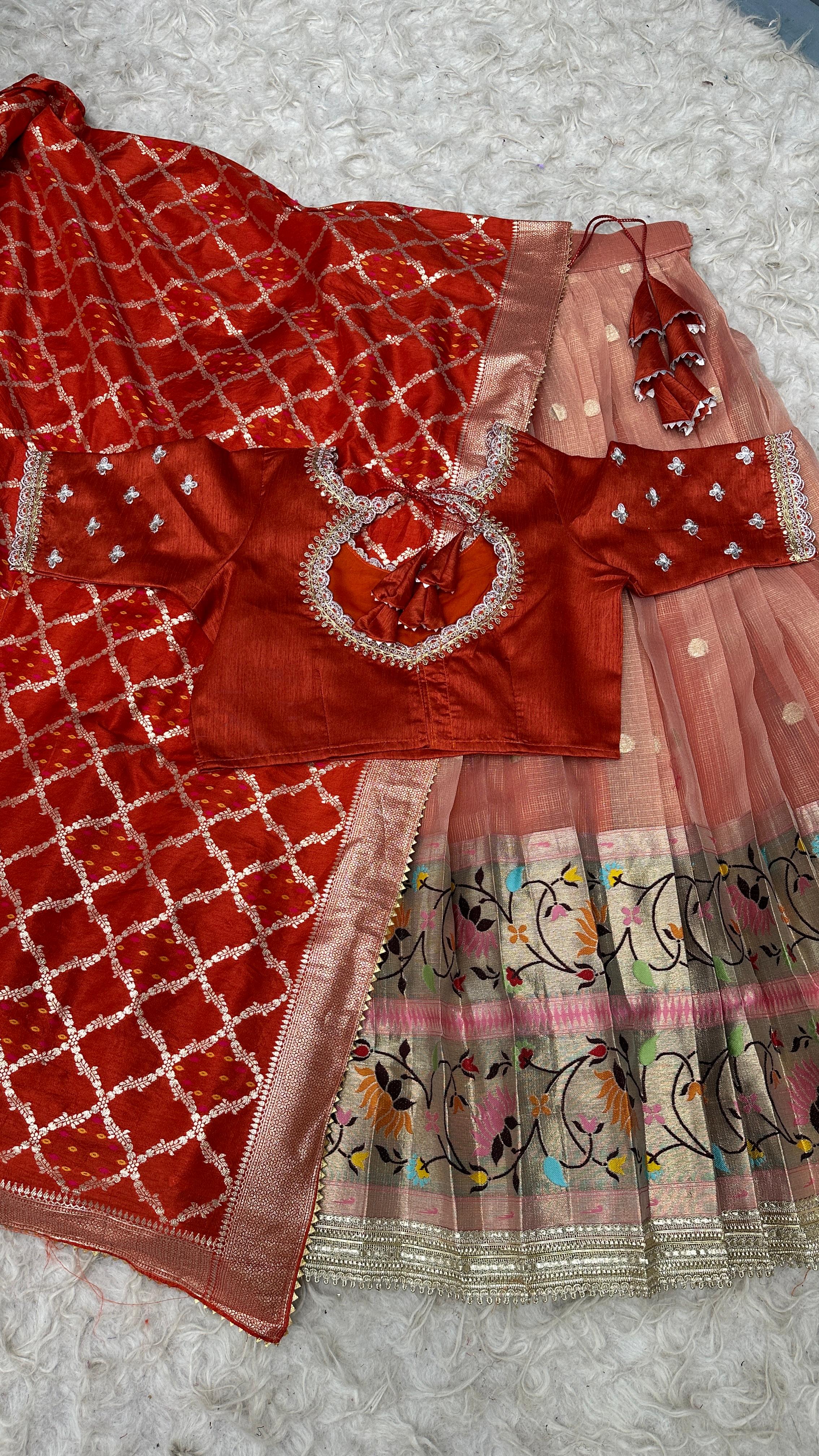 Full Stitched Luxurious Kota checks & Paithani Lehenga
