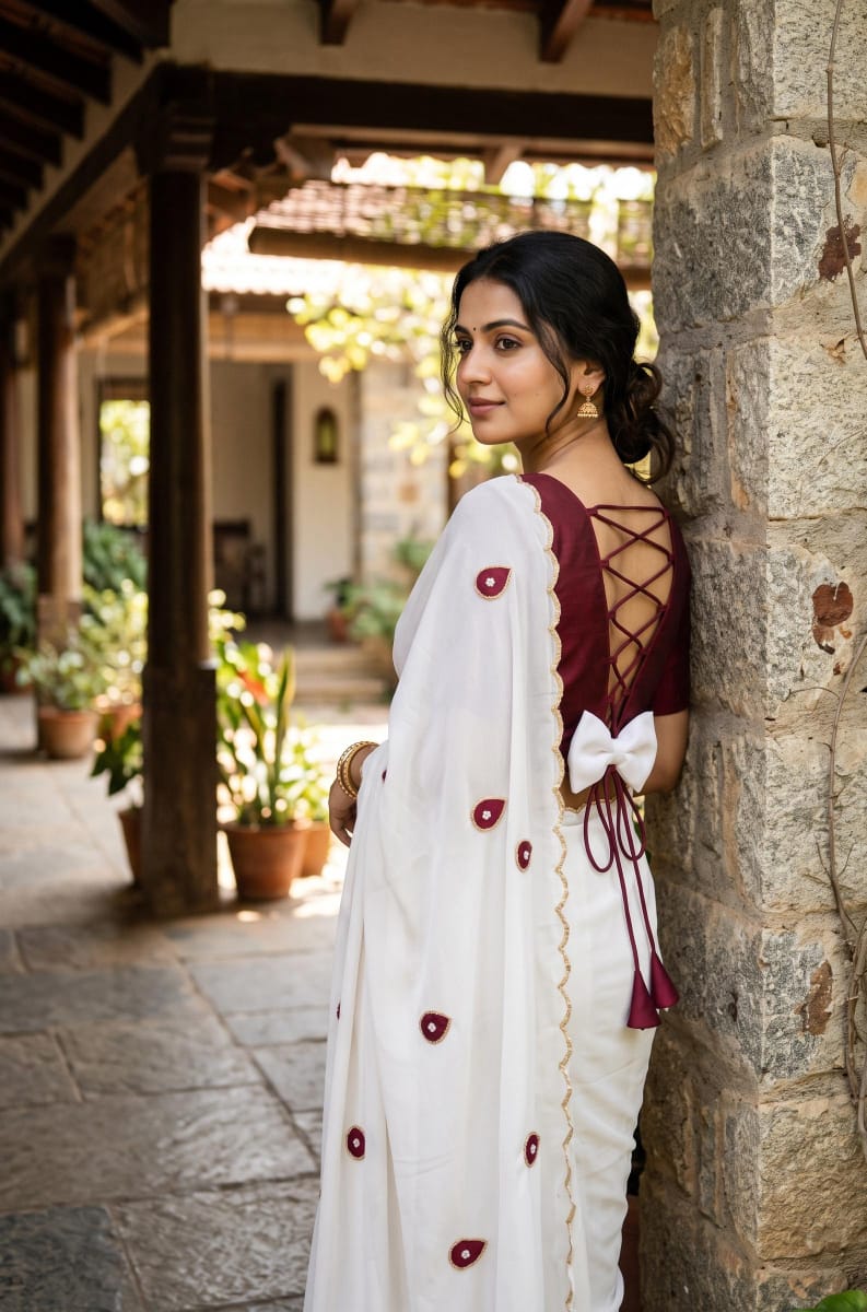 Georgette designer sarees with scallop