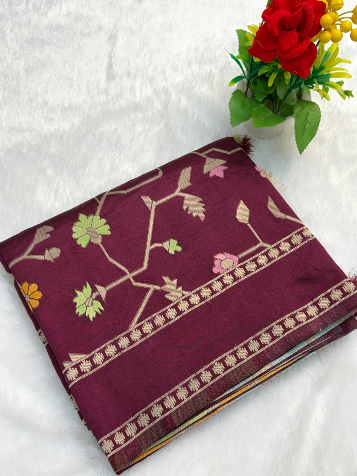 Banarasi silk sarees with jamdani weaving