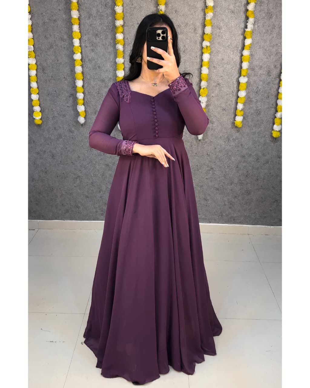 Soft Faux Georgette Gown with Duppata