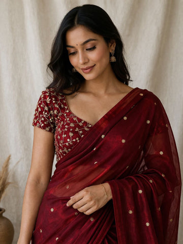 Soft Satin Sequence Work Saree