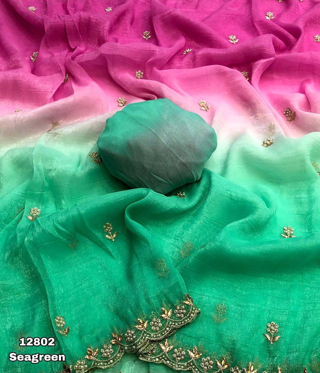 Crunchy Pastel Shaded Crush Sarees