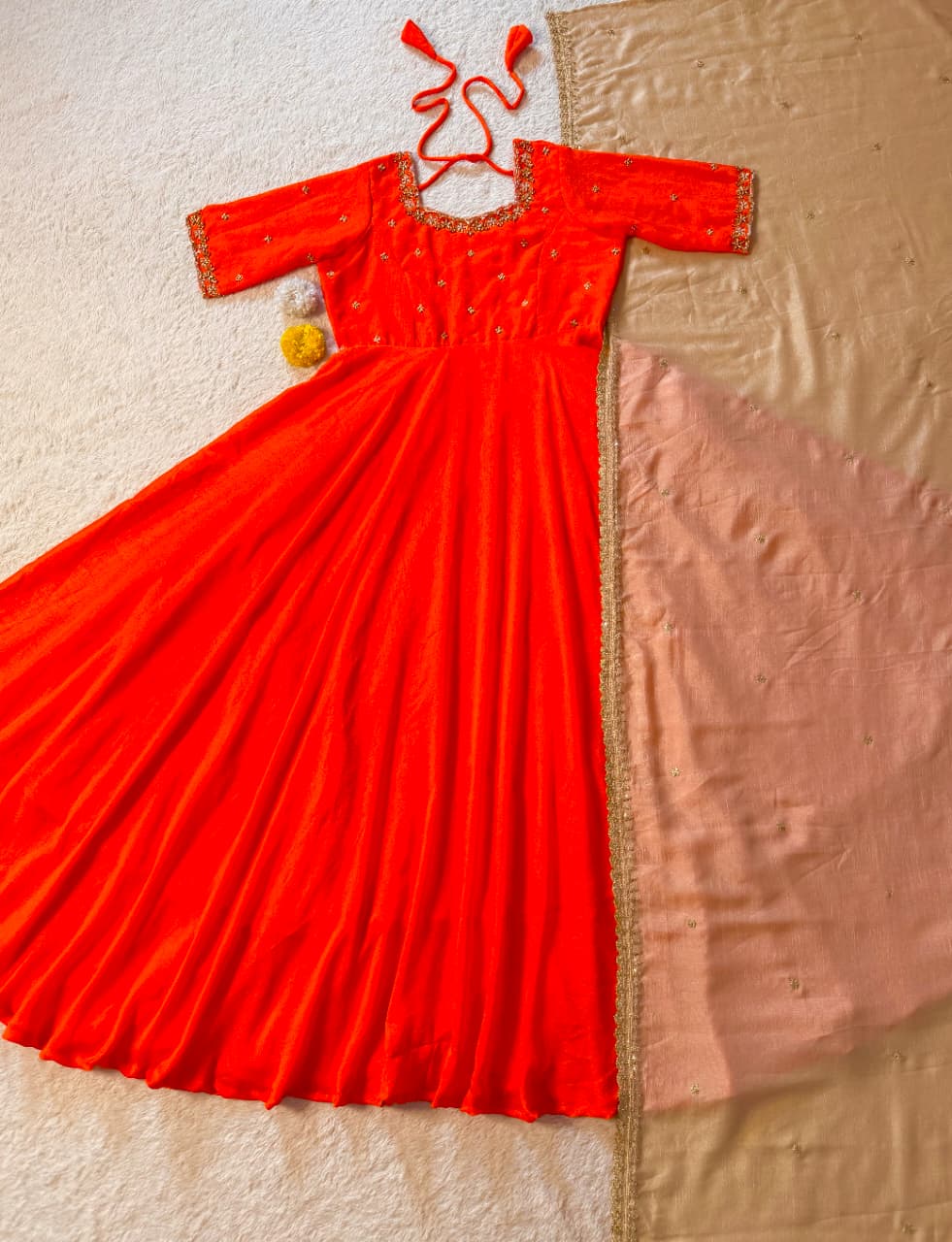 Designer Maggam Hand Work Gown With Duppata