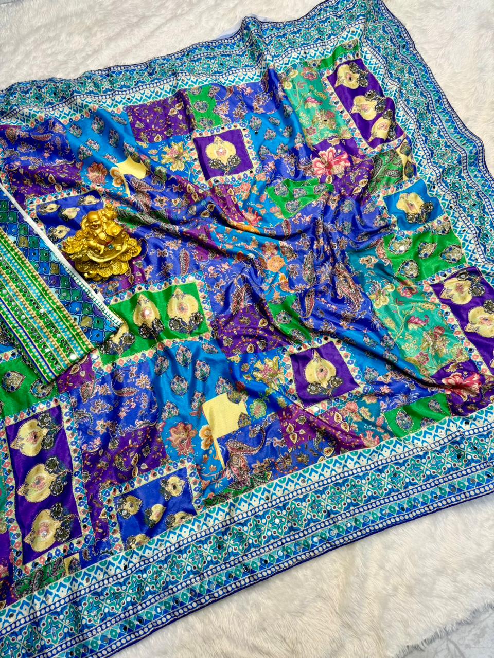 Soft Chinnon Ajrakh Designer Sarees