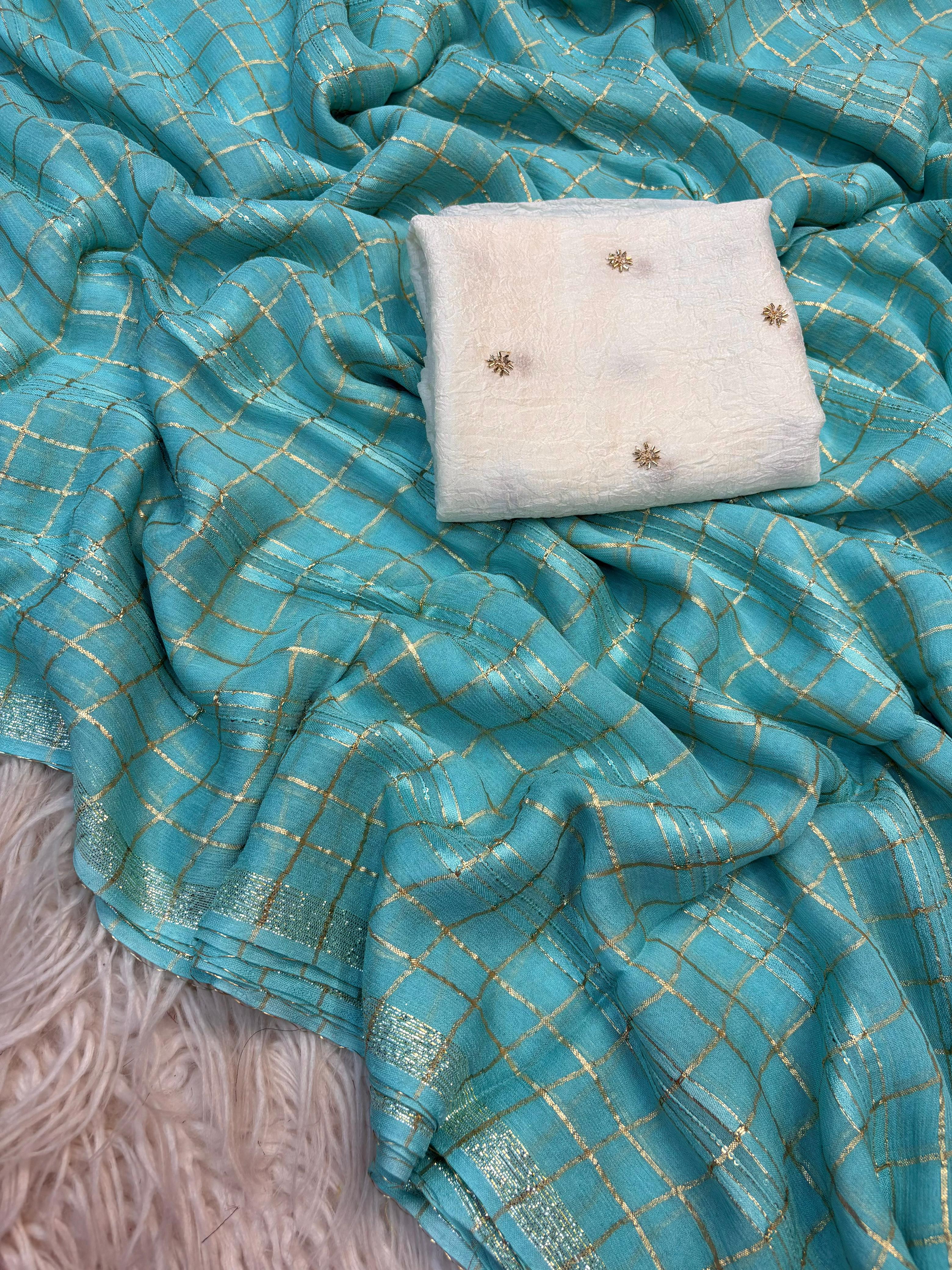 Pure Viscose Sarees with Designer Blouse with Beads Work