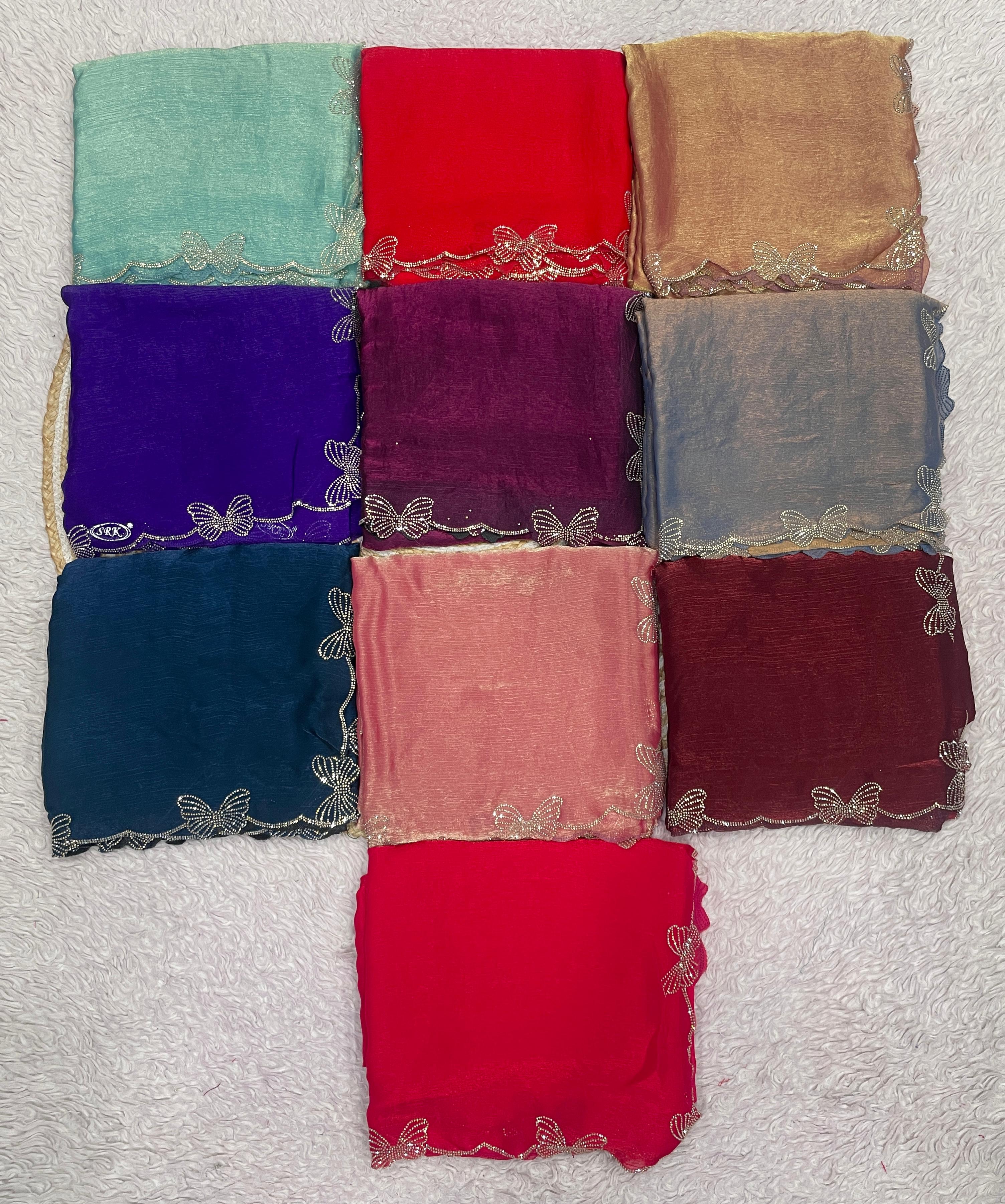 Soft Chiffon Sarees with Beautiful Jarkhan & Siroski Work