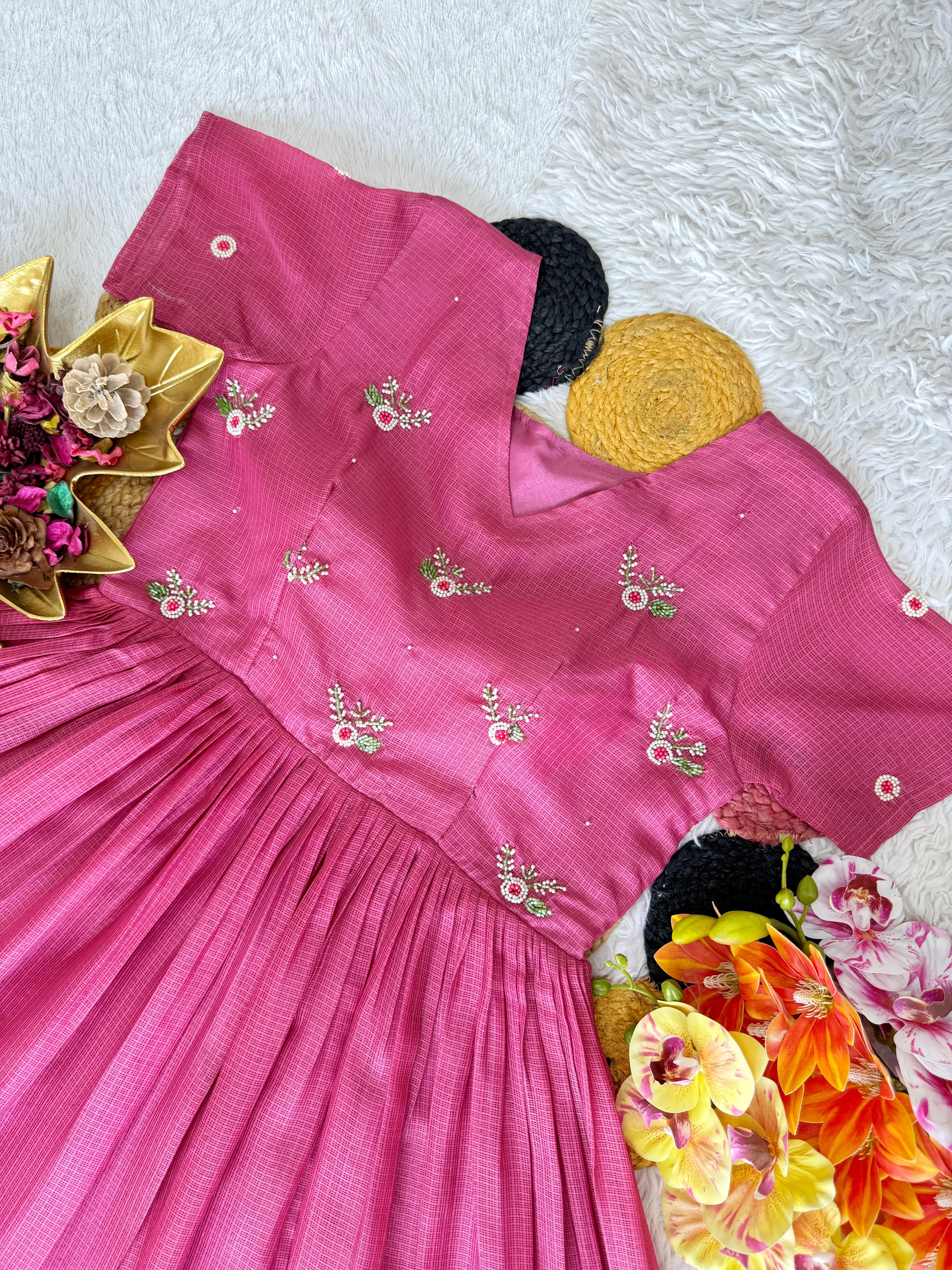 Easy Breath Special Maggam Work Kota Checks Gown