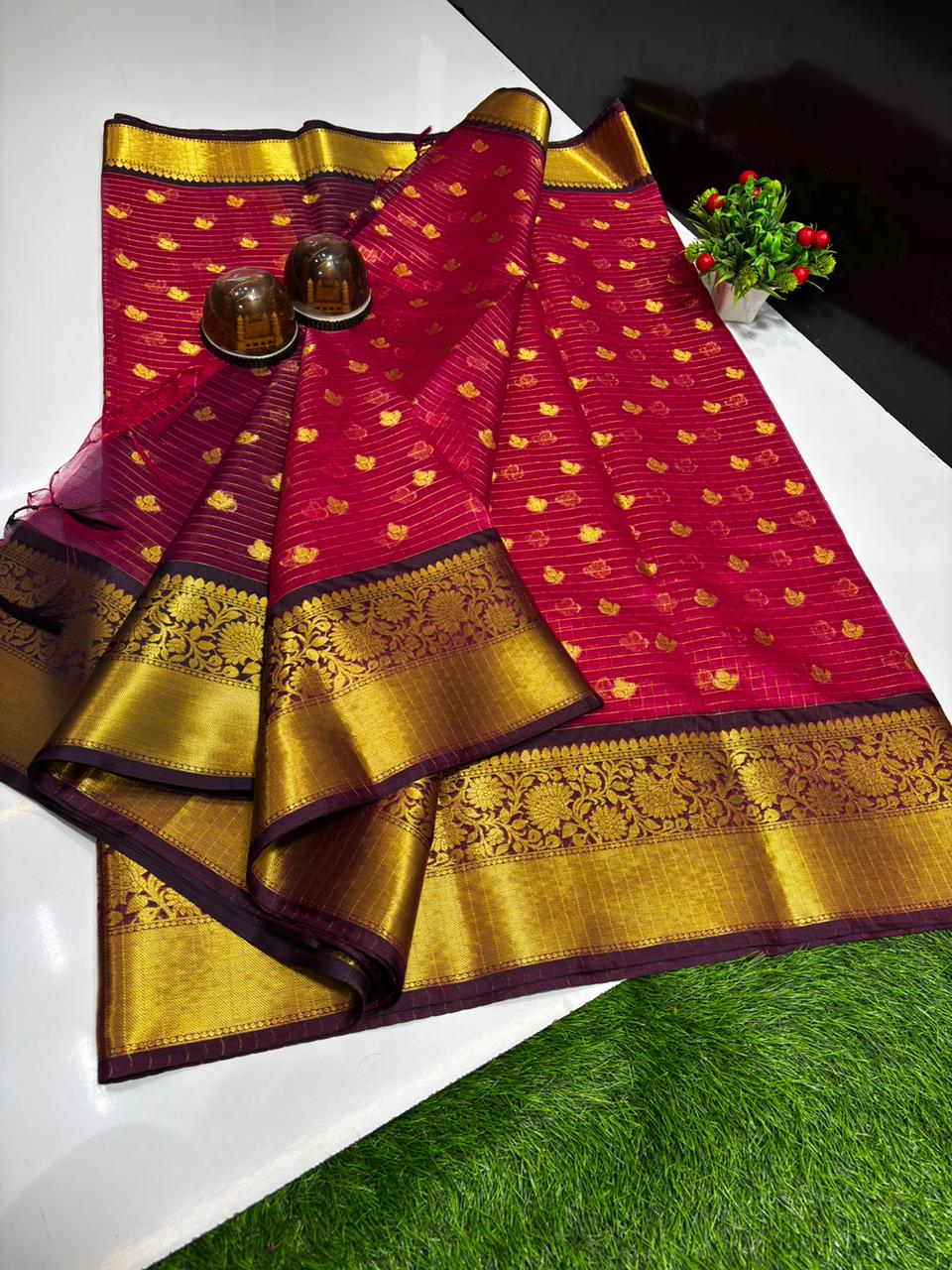 Premium Vintage Banarasi Semi Gadwal Soft Silk Sarees