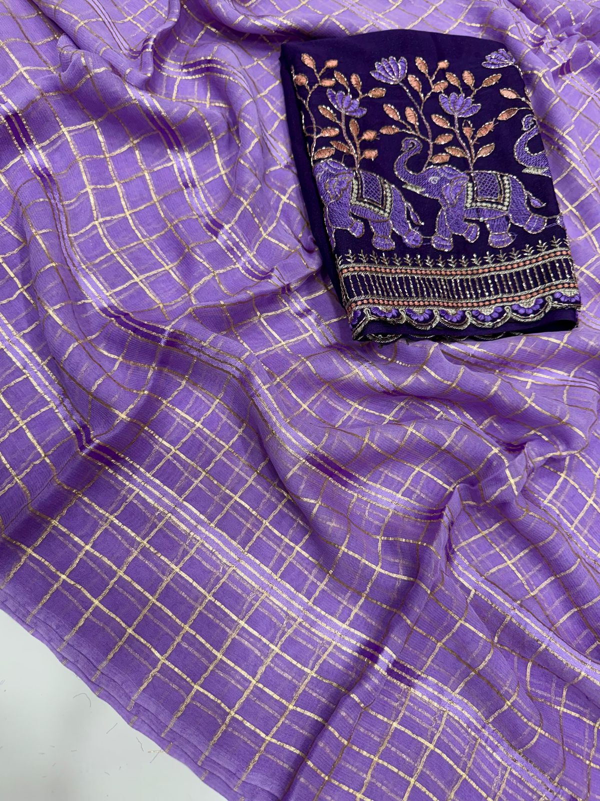 Viscose Georgette Saree With Multi Bits Work Blouse