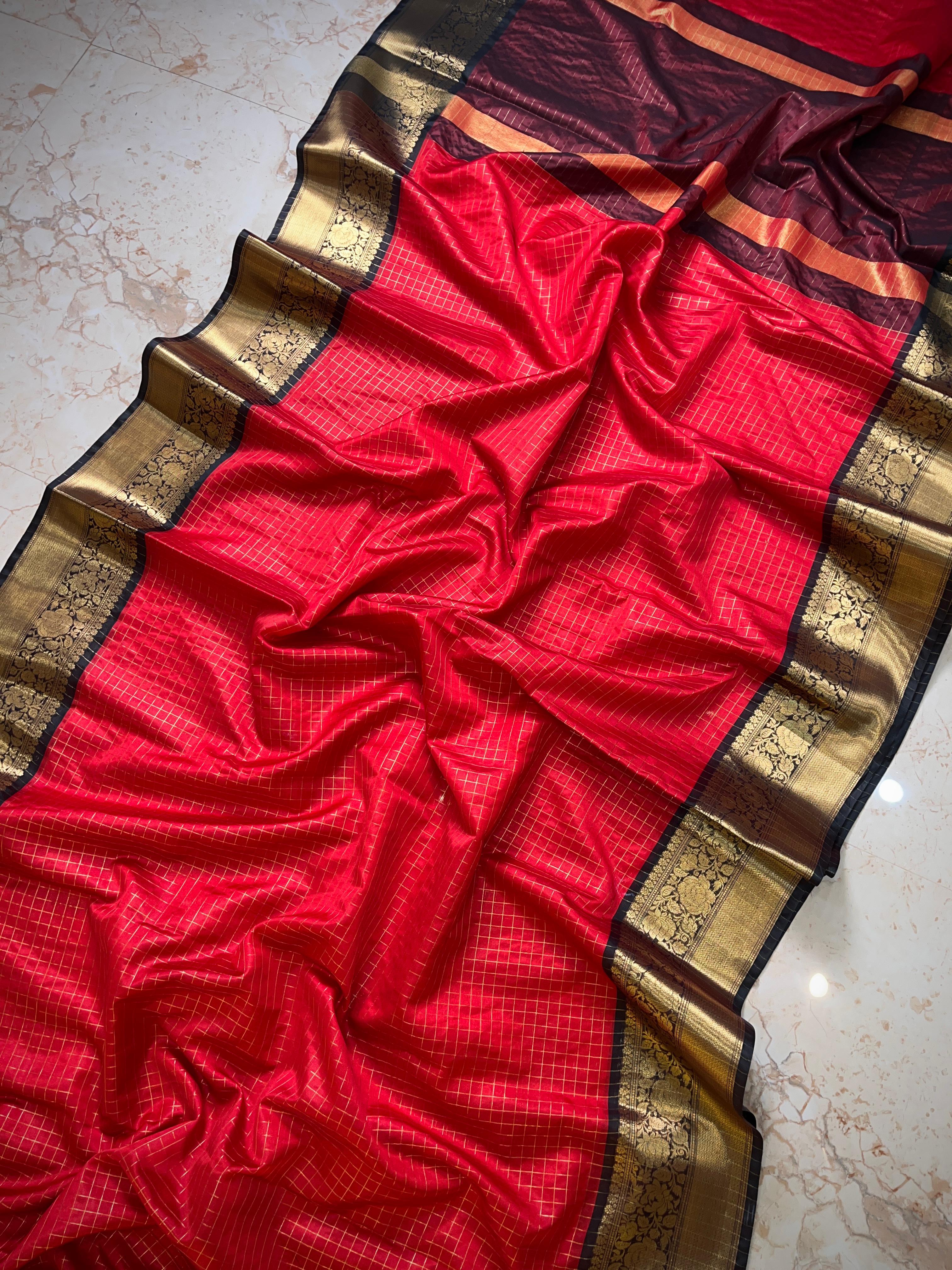 Soft Banarasi Vintage Semi Katan Sarees