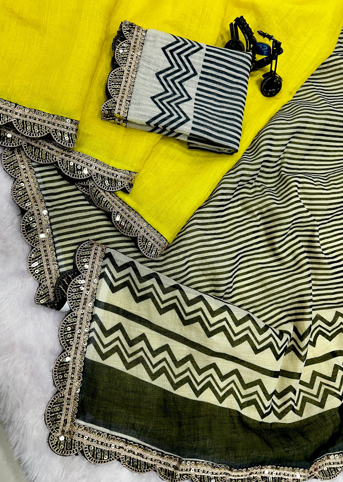 Lenin Cotton Soft & Smooth Foil Print with Embroidery Lace Work