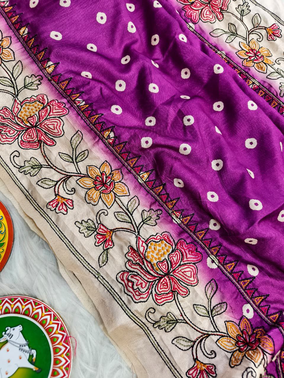 Pure tussar Bandhini saree