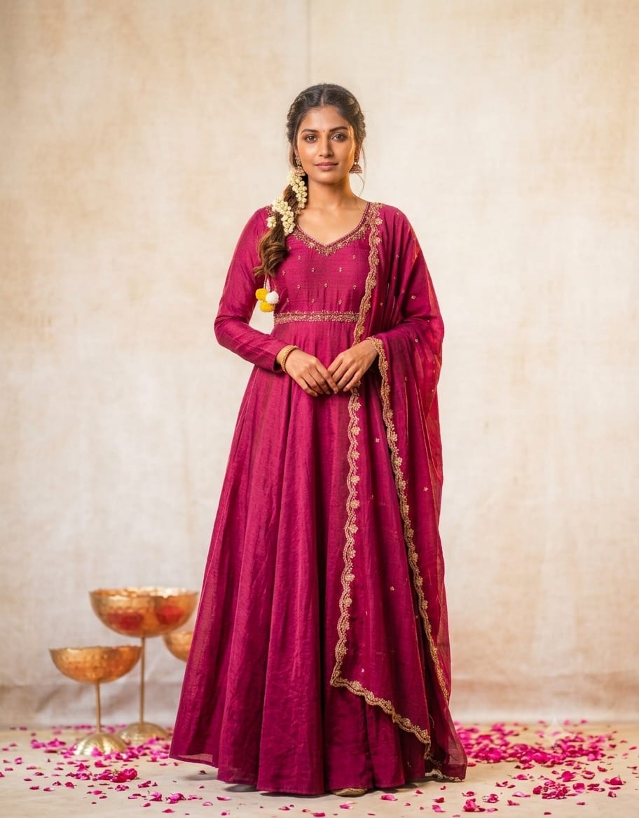 Designer Maggam Hand Work Gowns With Duppata