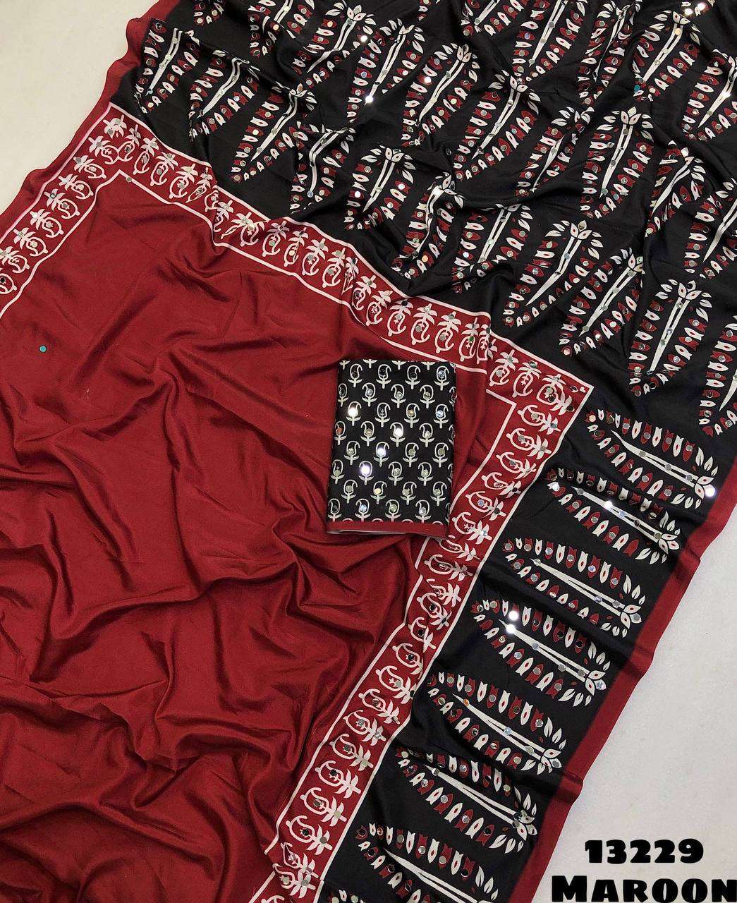 Soft Crepe Silk Ajrakh Printed Saree's