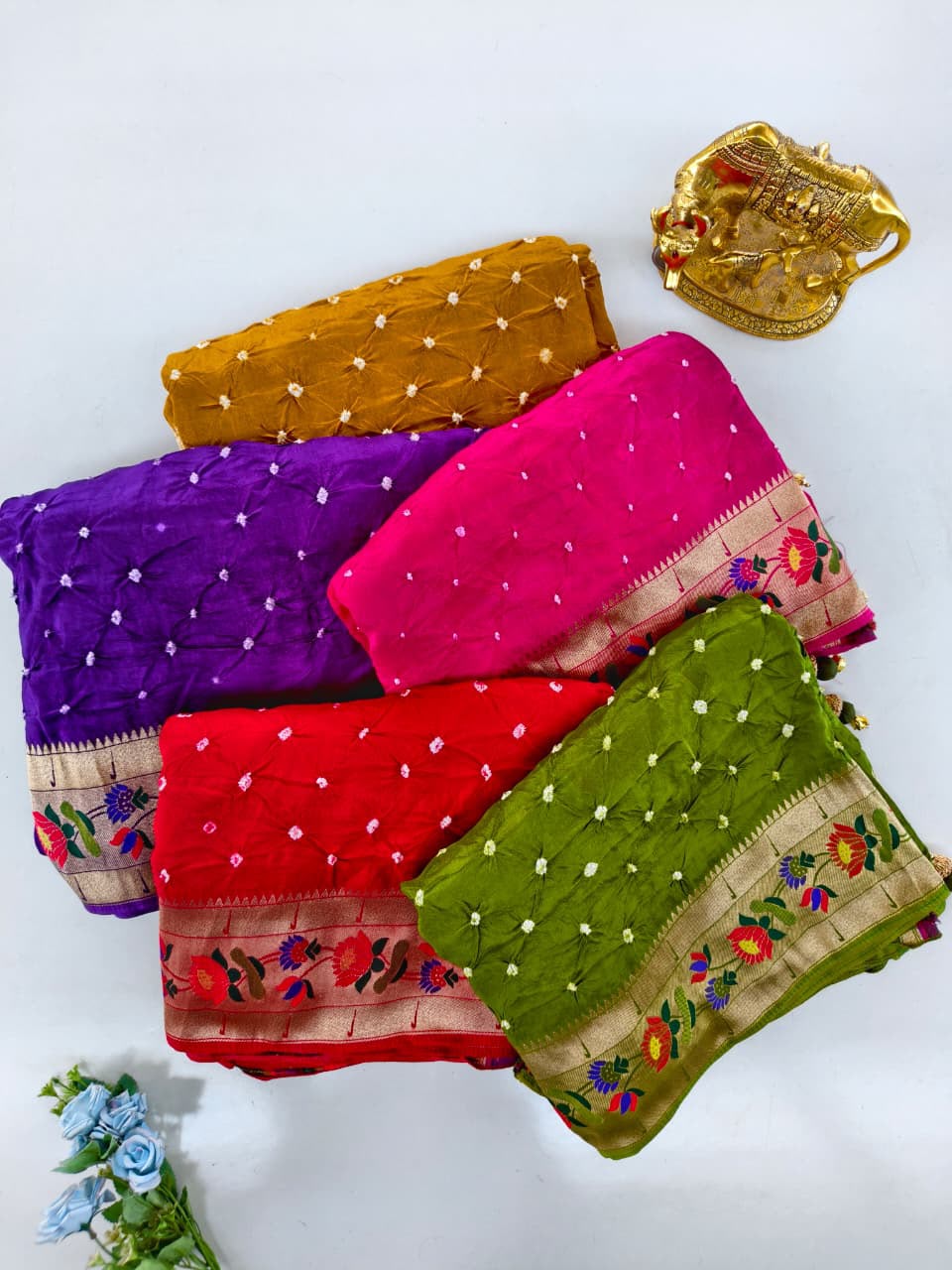 Pure Viscose Bandhini Sarees