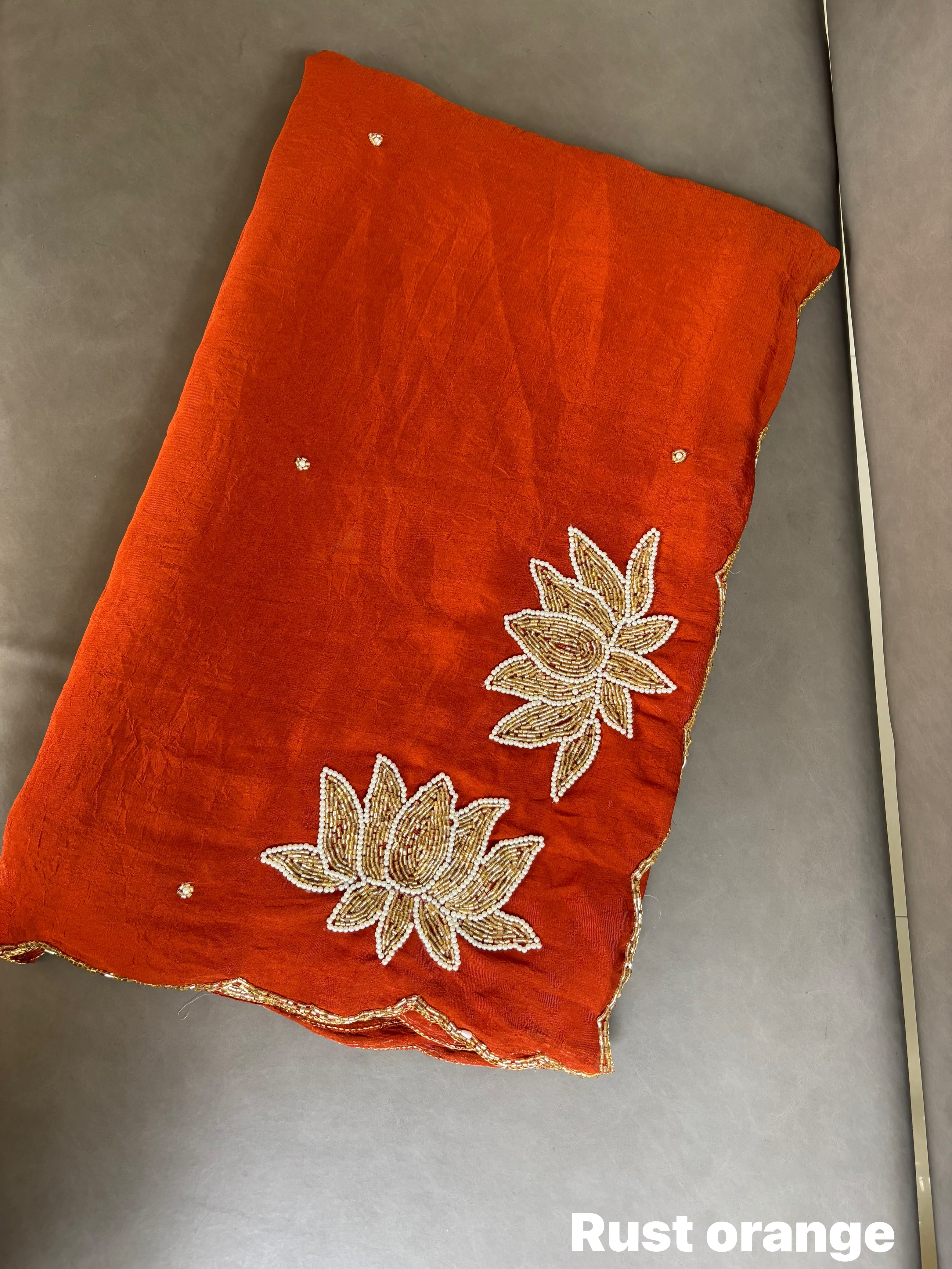 Soft Rangoli Crush Sarees with Handwork
