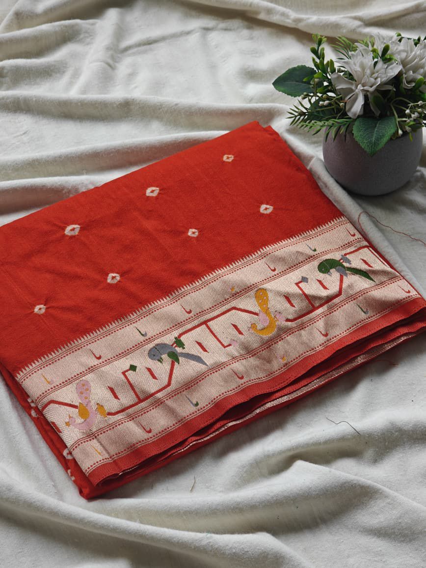 Pure Viscose Tusser Georgette with Pythani Border