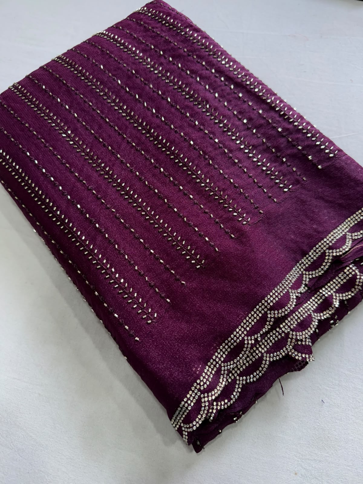 Star Georgette Sequence Bits Work Jharkhand Work Saree With Running Blouse