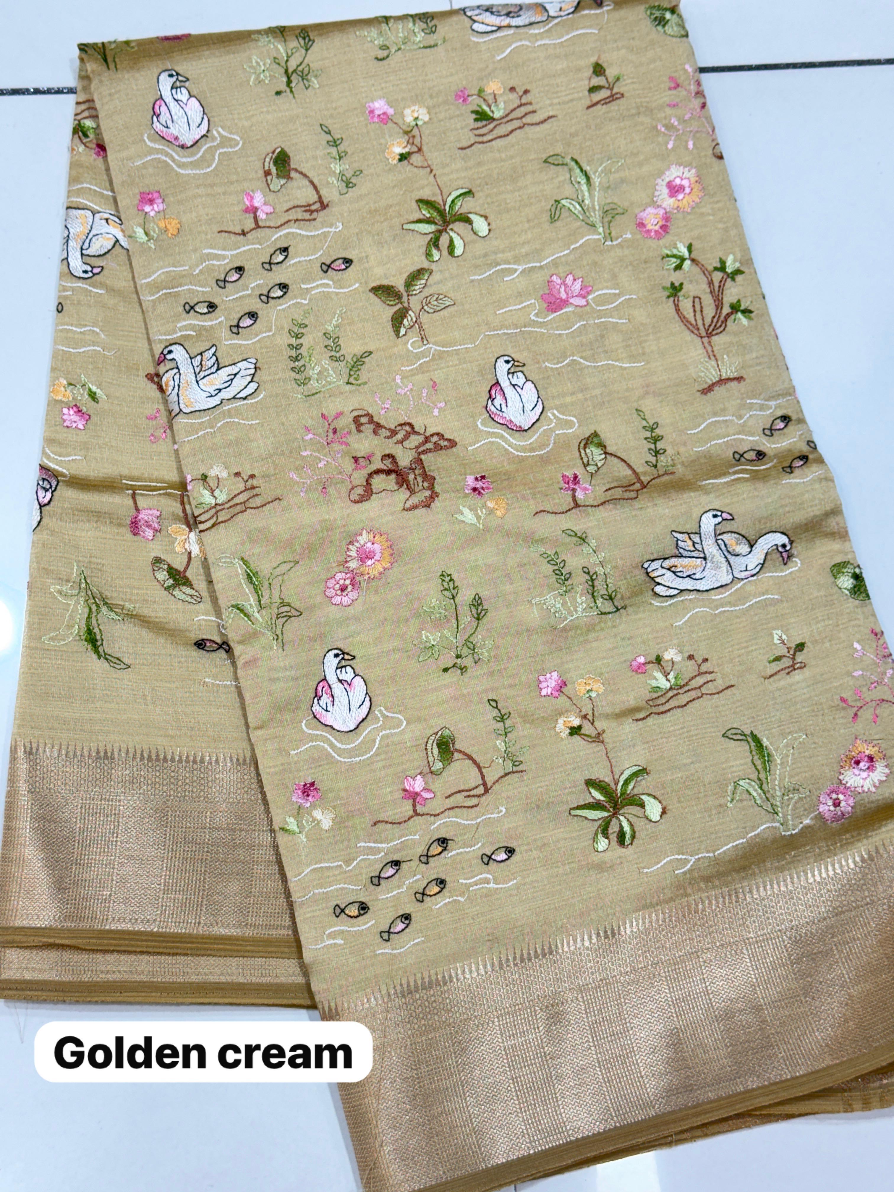 Cotton Silk sarees with all over embroidery