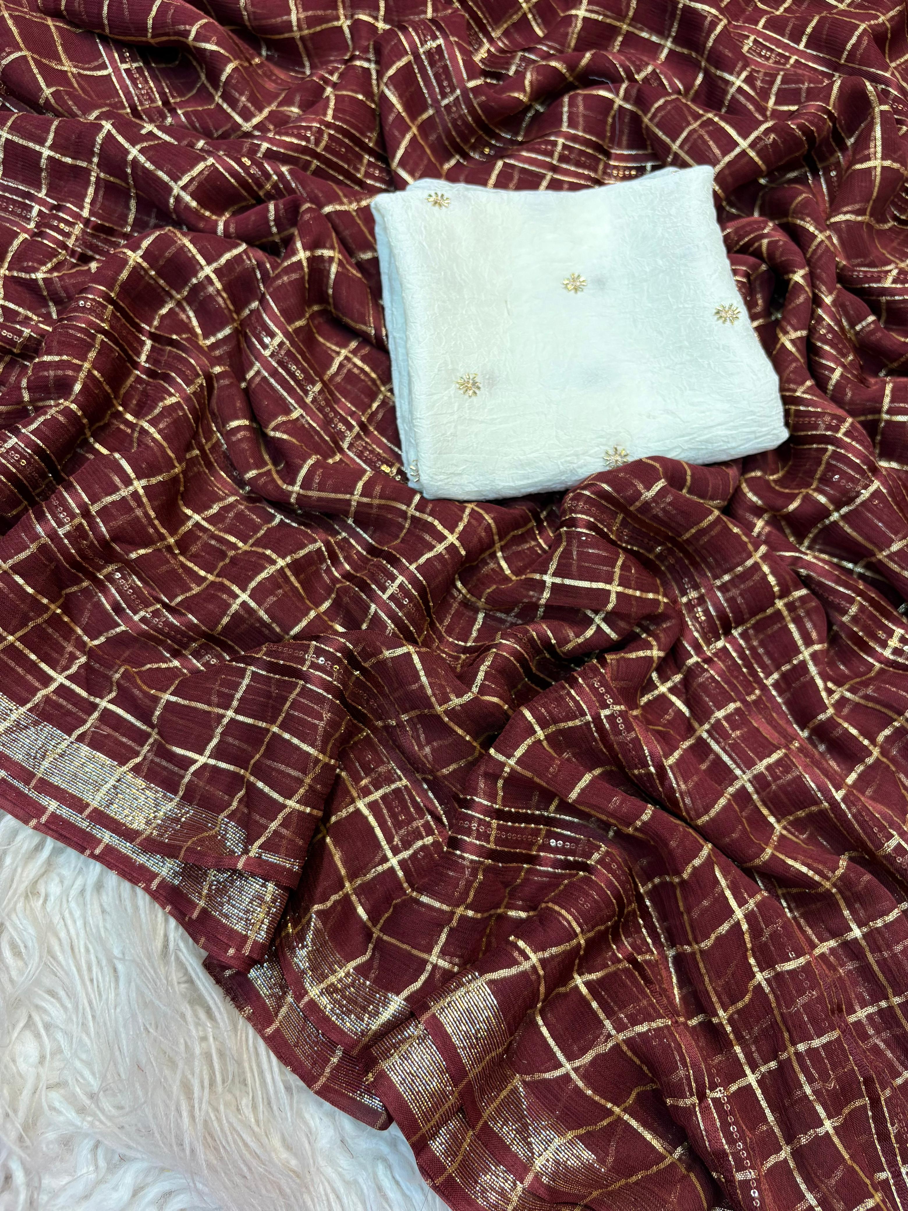 Pure Viscose Sarees with Designer Blouse with Beads Work