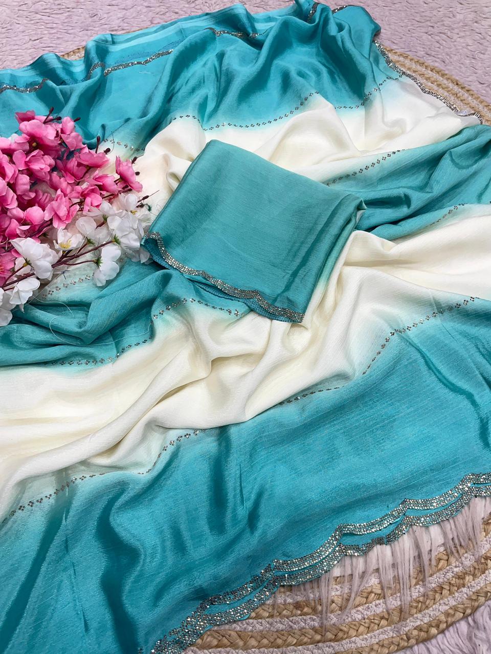Celebrity Fandy Satin Work Saree