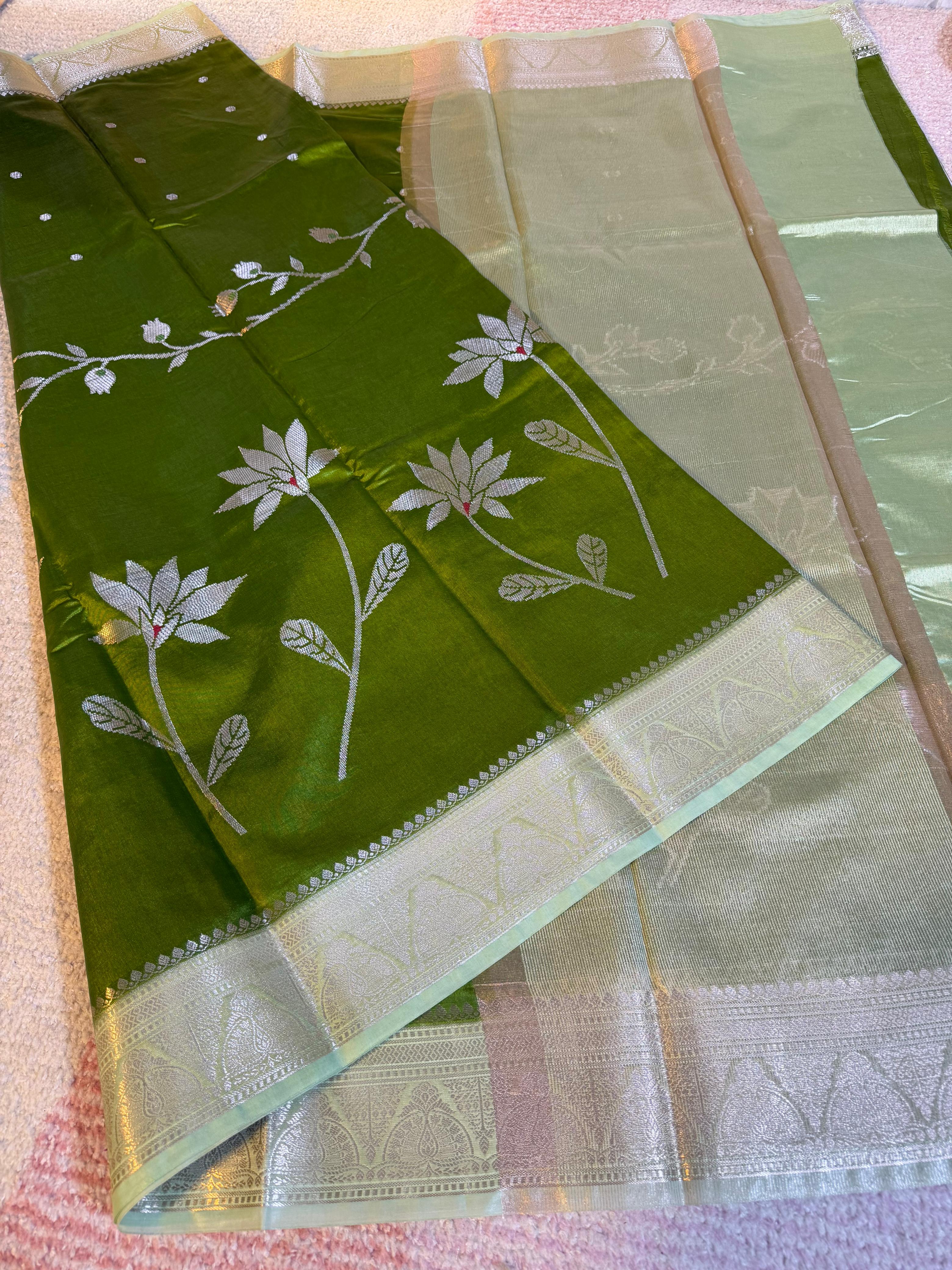 Banarasi Green Mango Sarees
