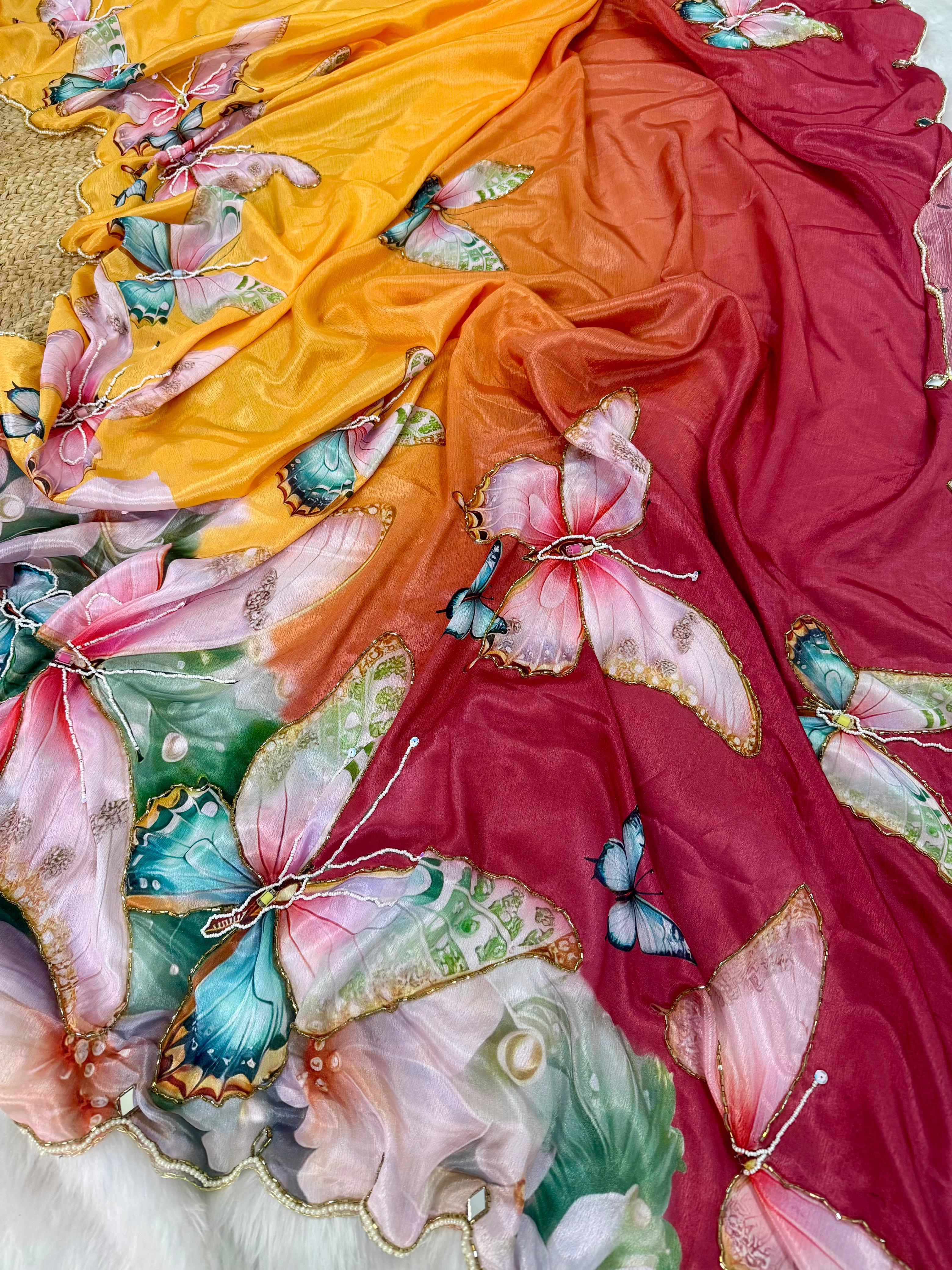 Butterfly Design Rasmalai Silk Sarees