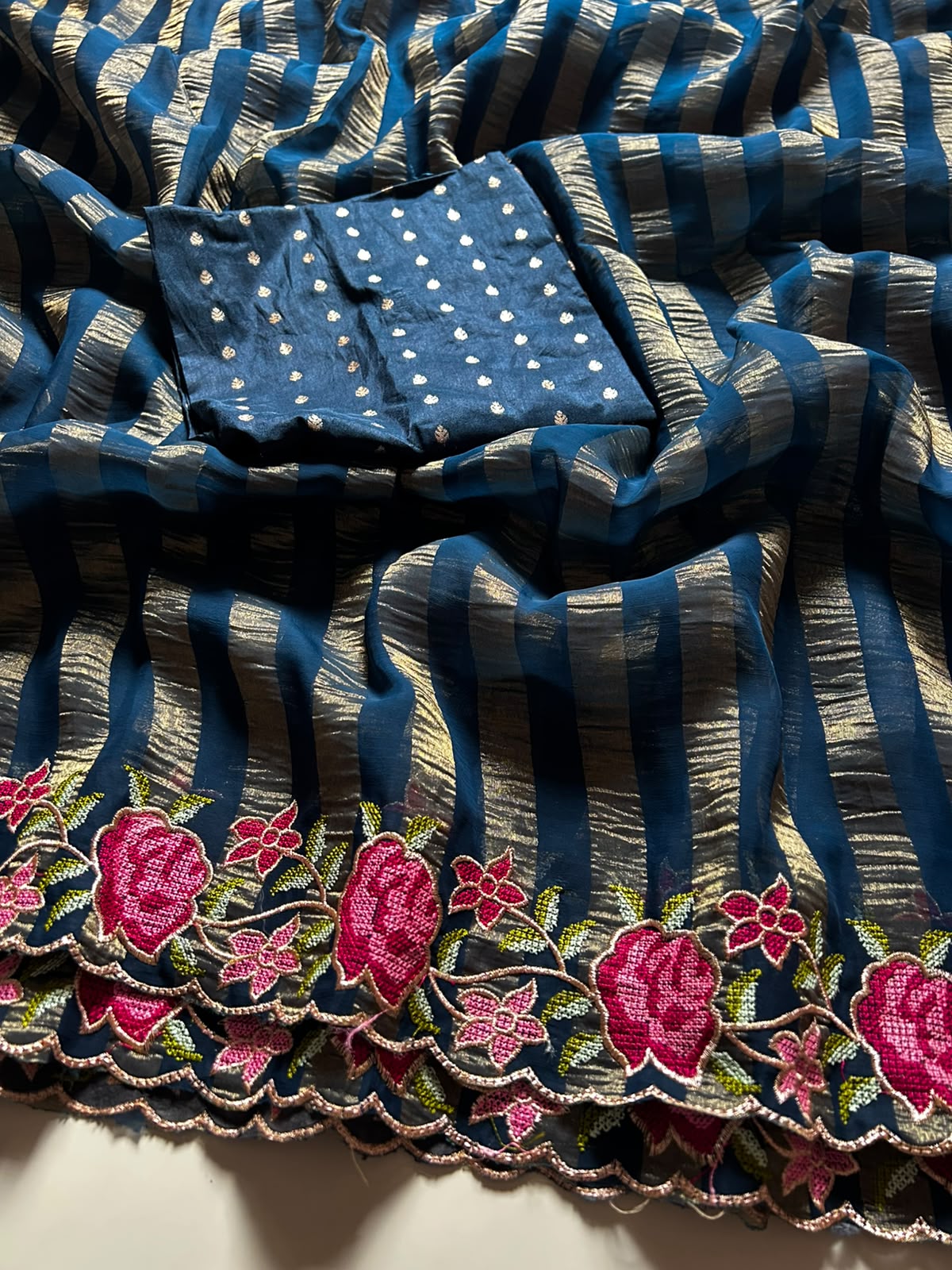 Pure Viscose Georgette stripes saree
